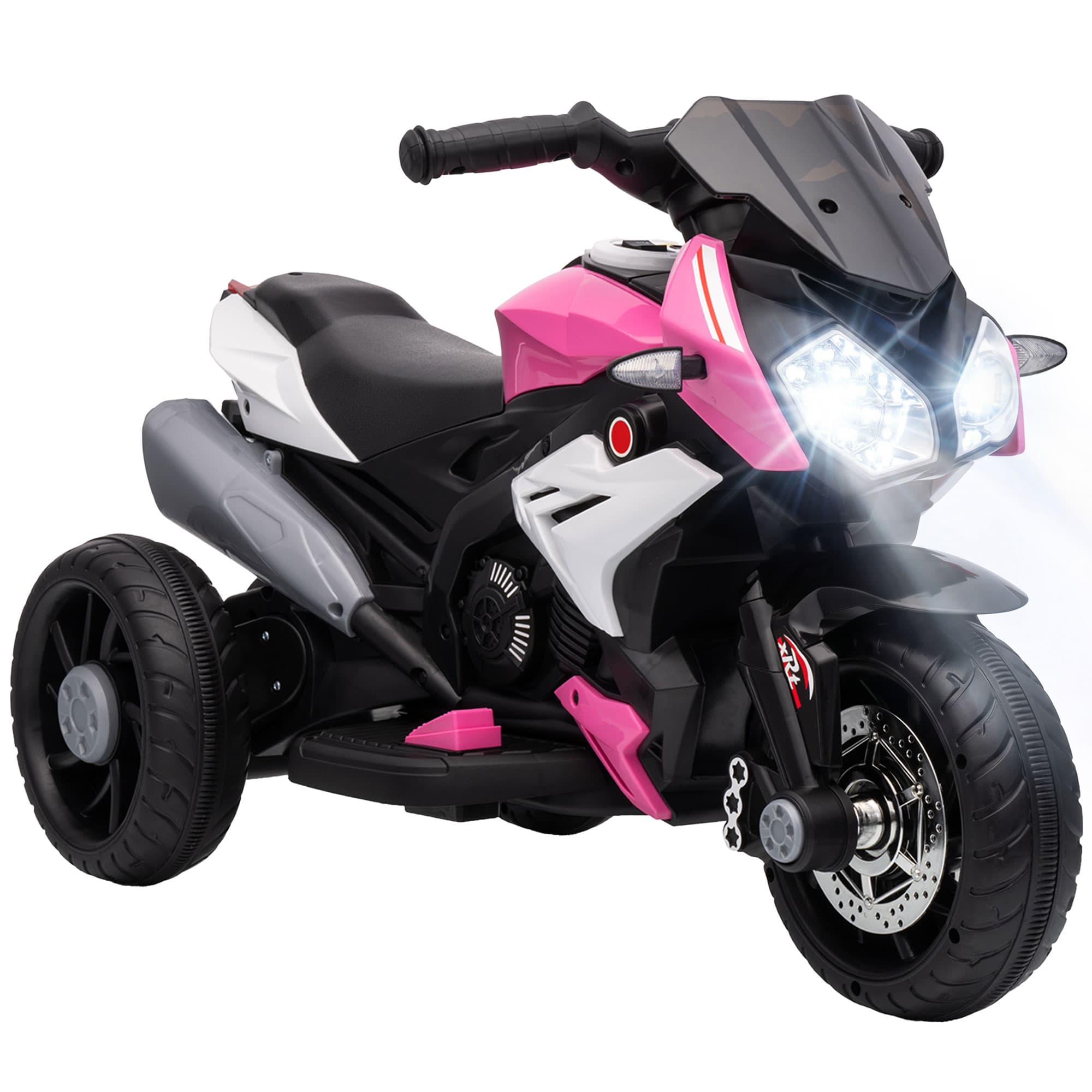 HOMCOM Moto électrique enfants 3 roues 6 V, voiture électrique enfants 3 à 5 ans, effets lumineux et sonores, 86x42x52cm, rose