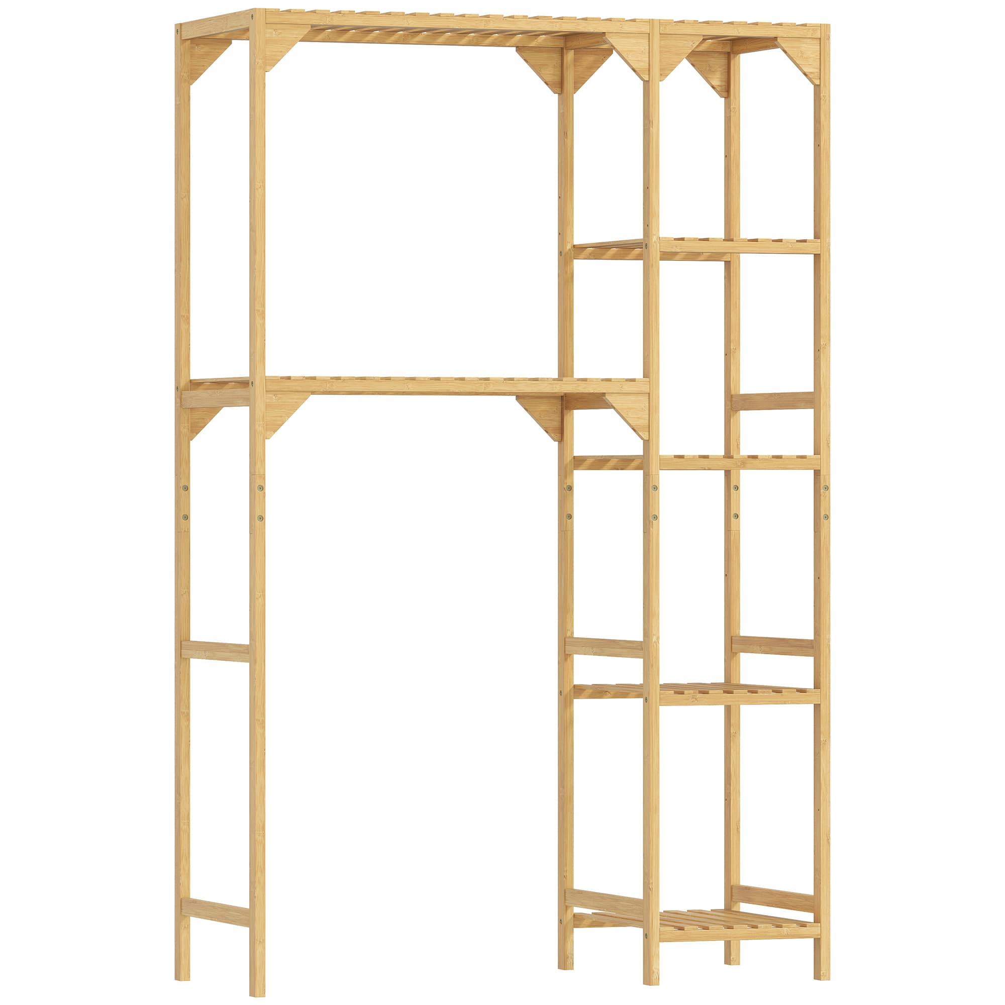 HOMCOM Étagère au-dessus de Machine à Laver en Bambou, Meuble de Salle de Bain Moderne avec Étagères Réversibles, Bois Naturel