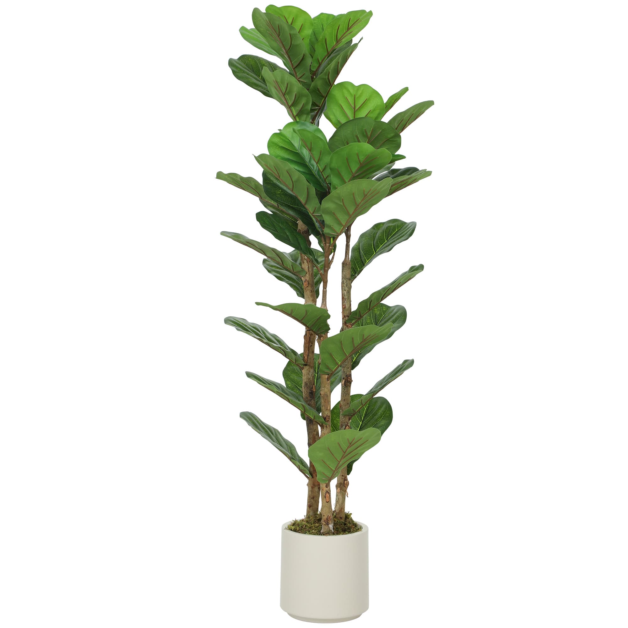 HOMCOM Plante artificielle intérieure 120 cm Figuier lyre arbre artificiel avec pot en plastique et tronc en bois massif, vert
