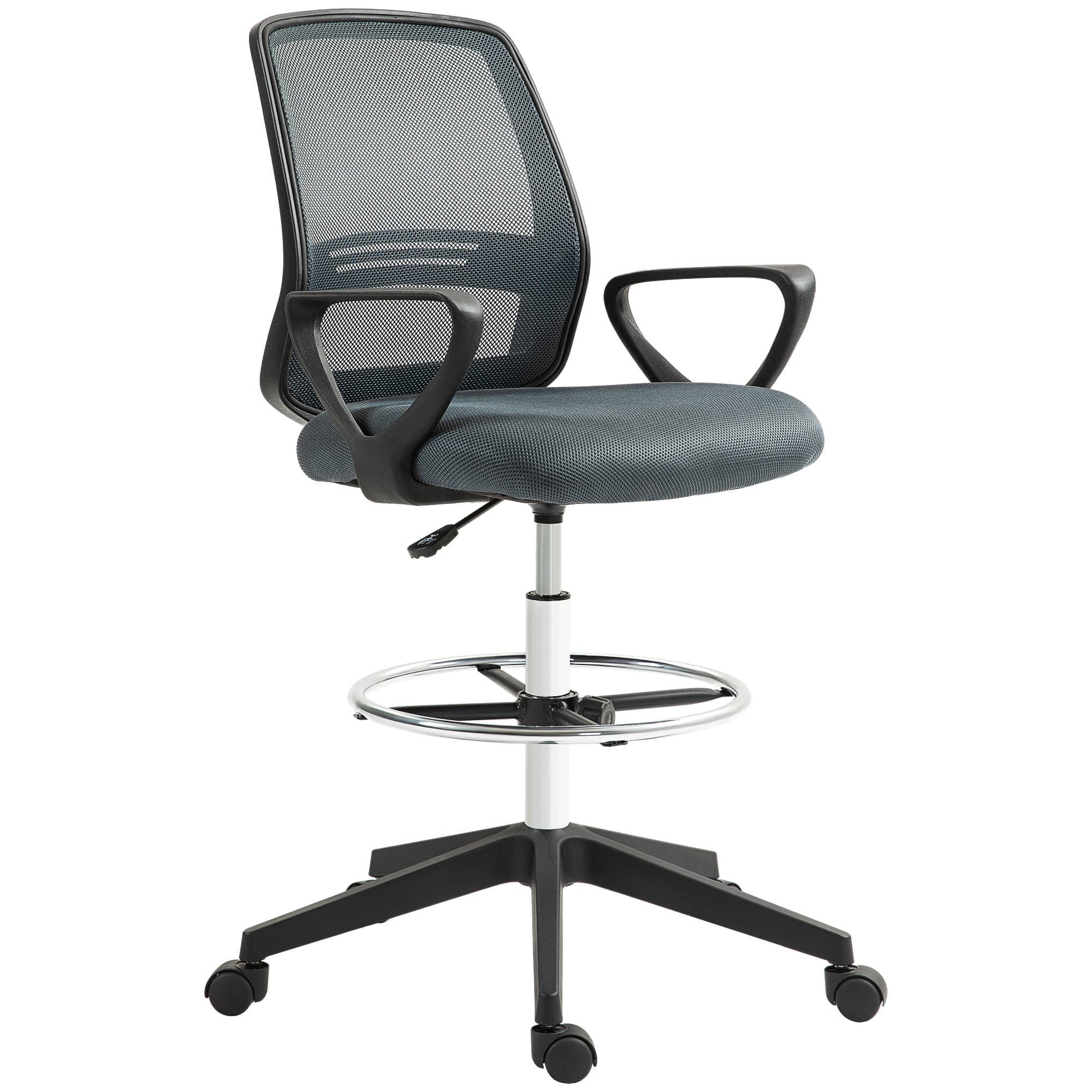Vinsetto Fauteuil de bureau chaise de bureau assise haute réglable tabouret de bureau pivotant 360° maille respirante