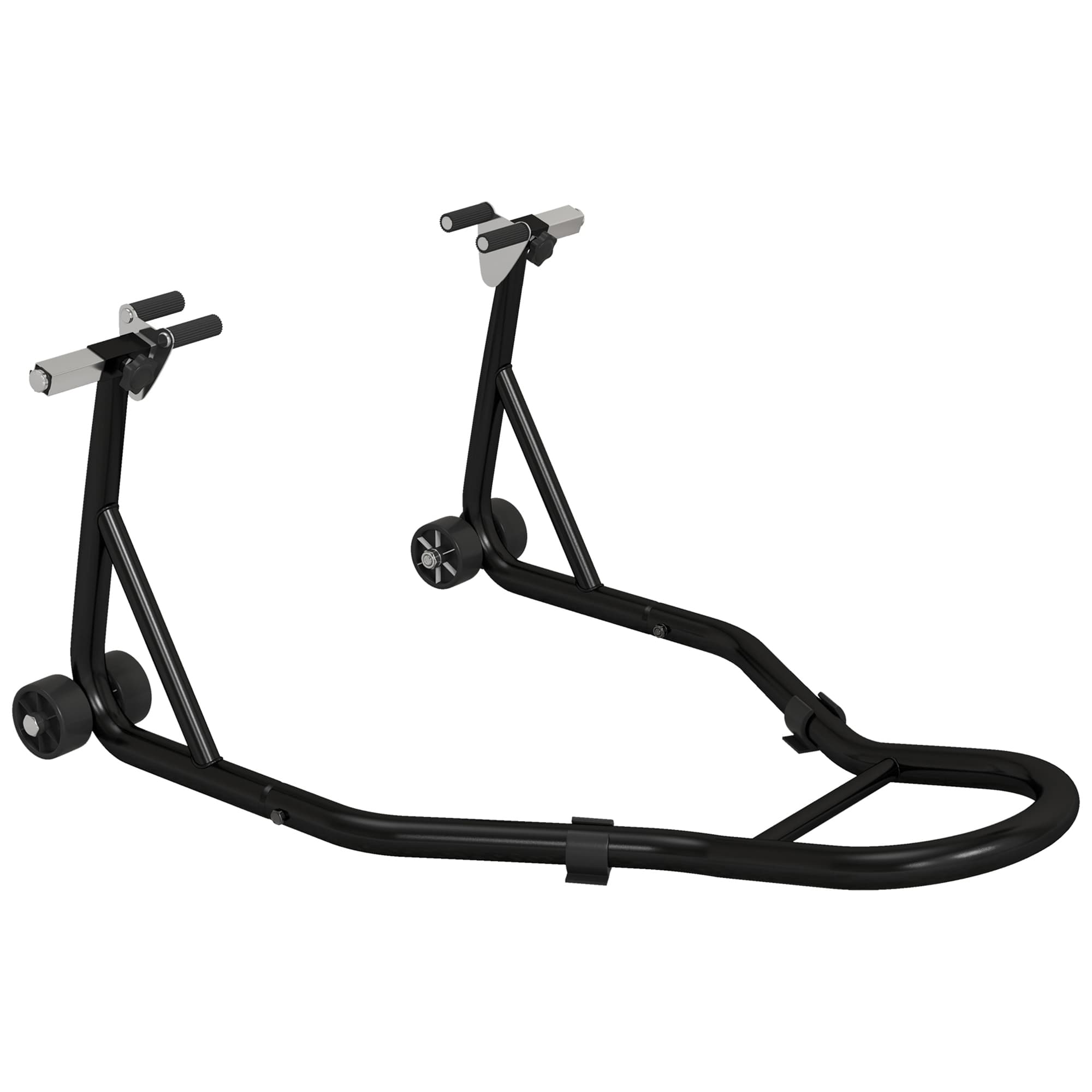 HOMCOM Support pour moto, béquille avant pour moto avec bras oscillant en U et en L, support universel pour atelier, noir