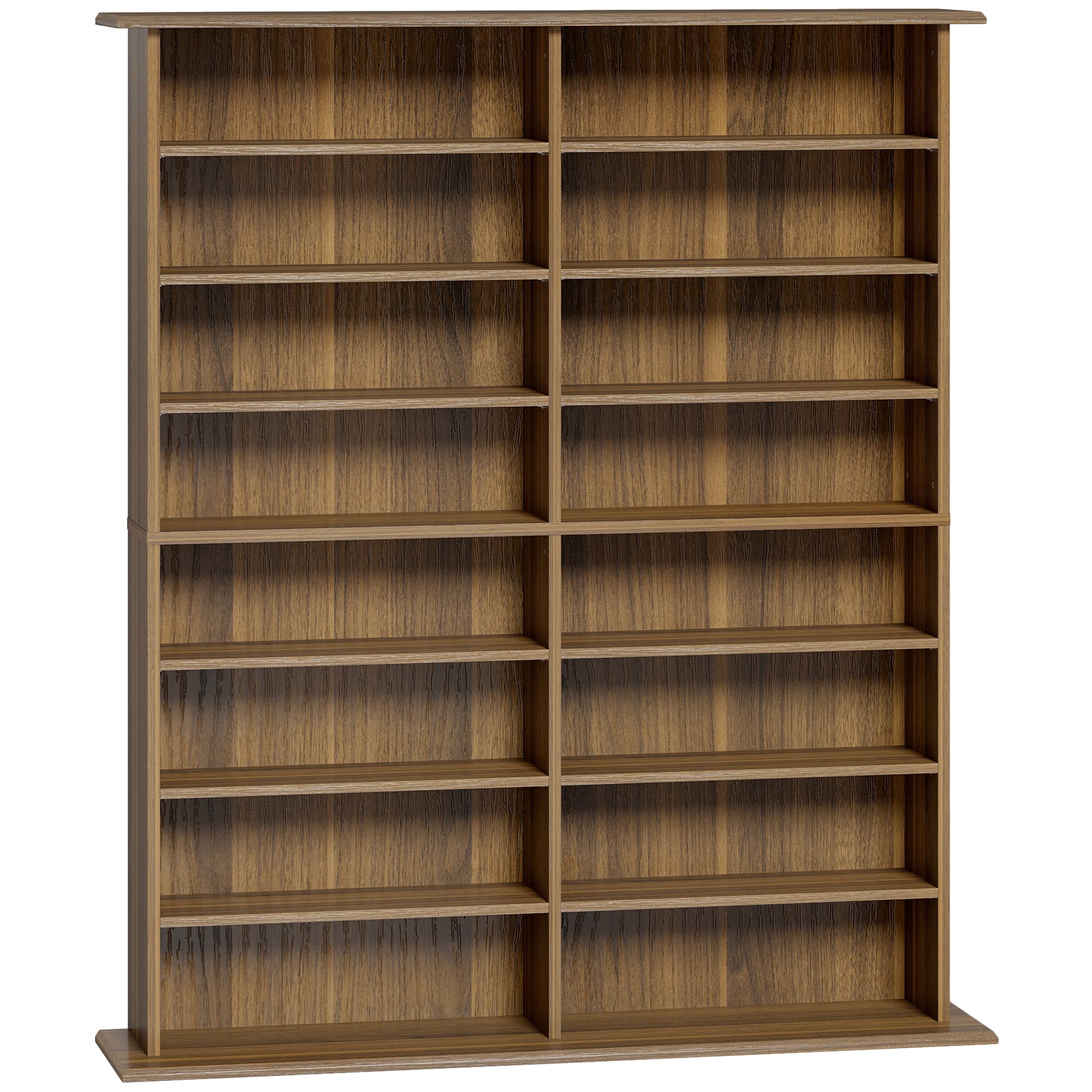 HOMCOM Rangements pour CD et DVD avec 16 compartiments et 12 étagères réglables capacité max. 720 CD/396 DVD et Blu-ray noyer