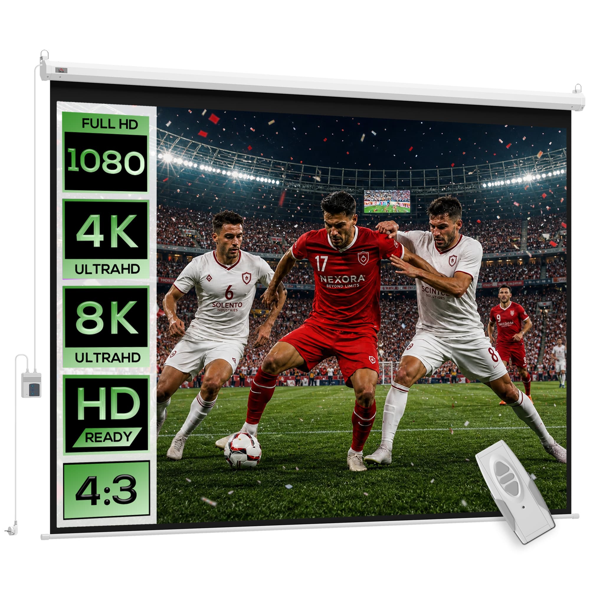 HOMCOM Ecran Projection Motorisé Home-Cinéma 203 x 152cm Blanc