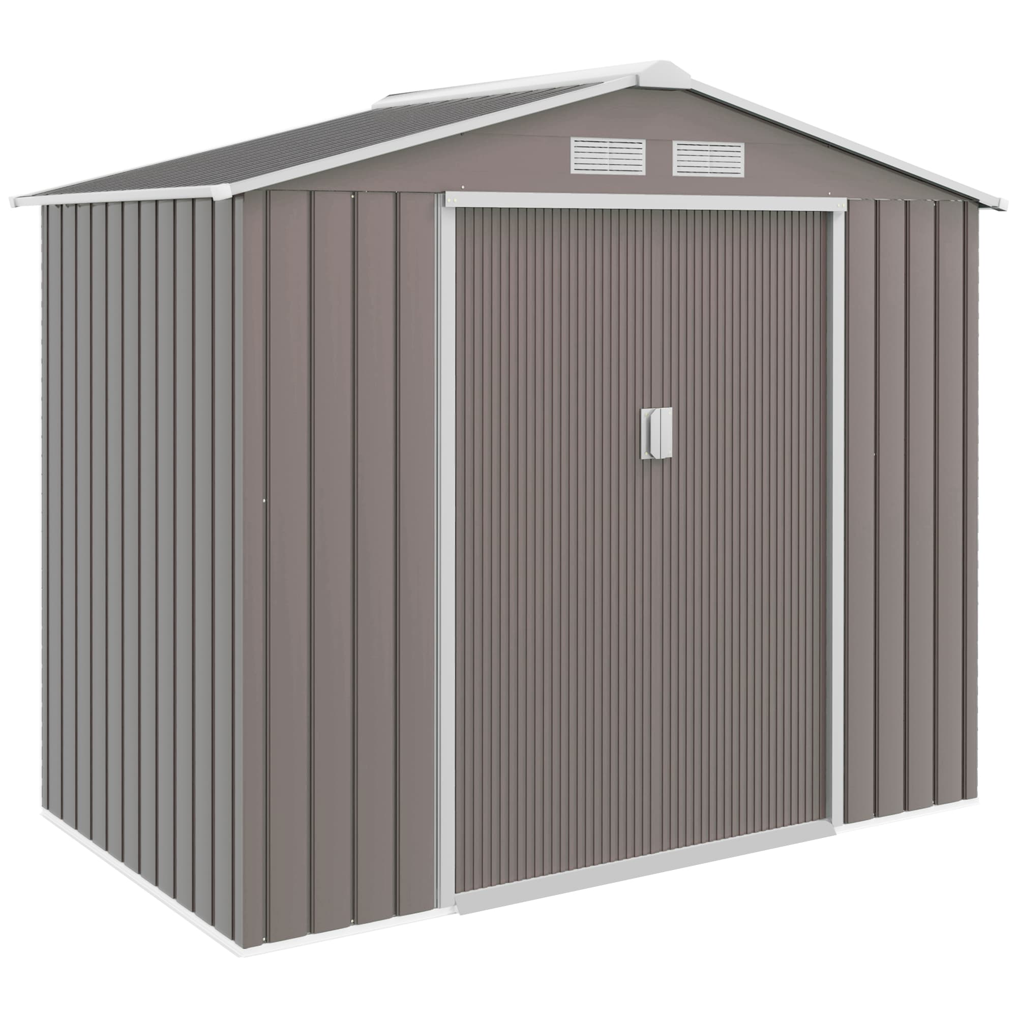 Outsunny Abri de Jardin en Métal Cabane de Jardin avec fondation 5 m3 Rangement Outils Vélos Acier Galvanisé Gris