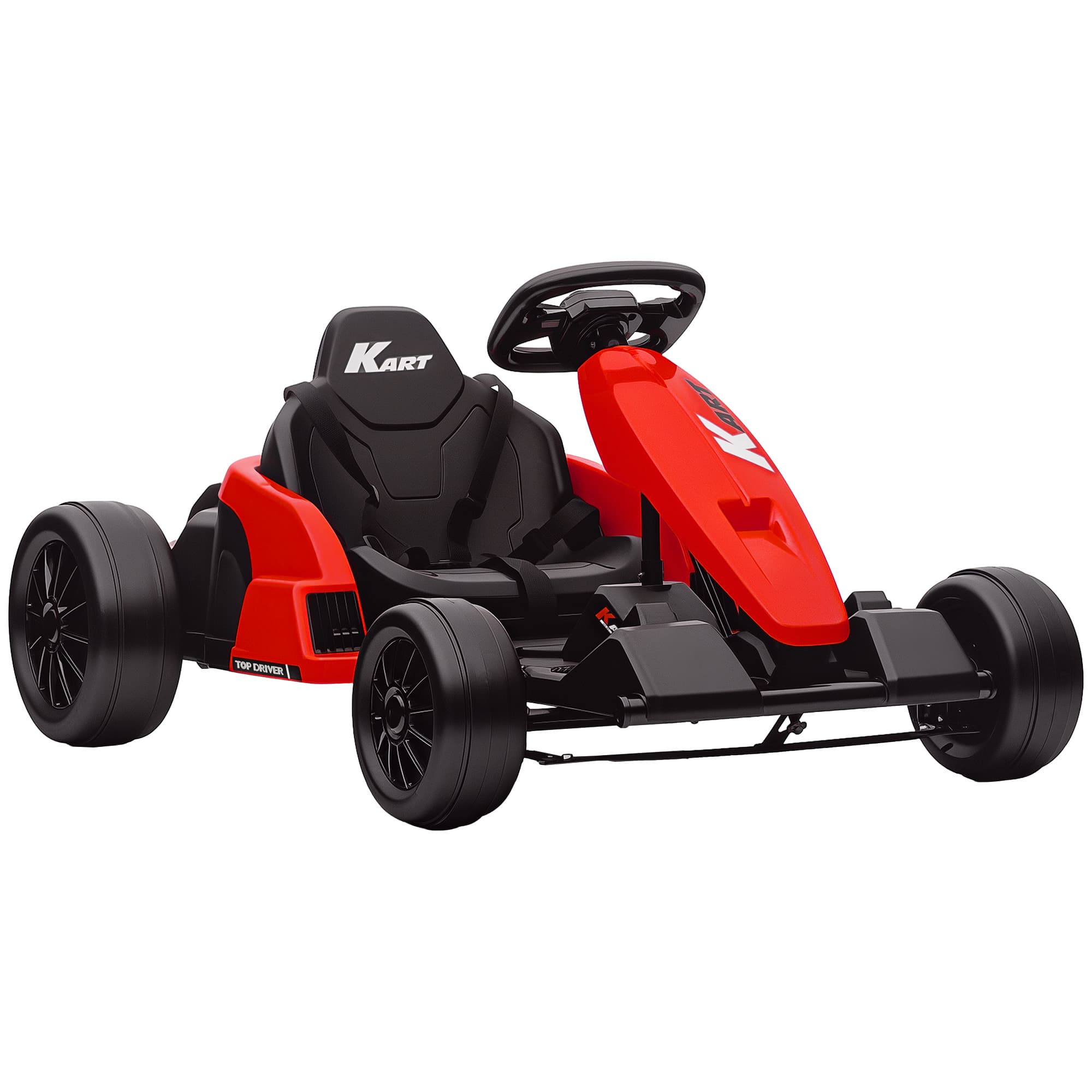 AIYAPLAY Kart Électrique pour Enfants 24 V, Go Kart, Moteur 2 x 150W, Mode Drift, Siège Réglable, Démarrage Progressif, Rouge