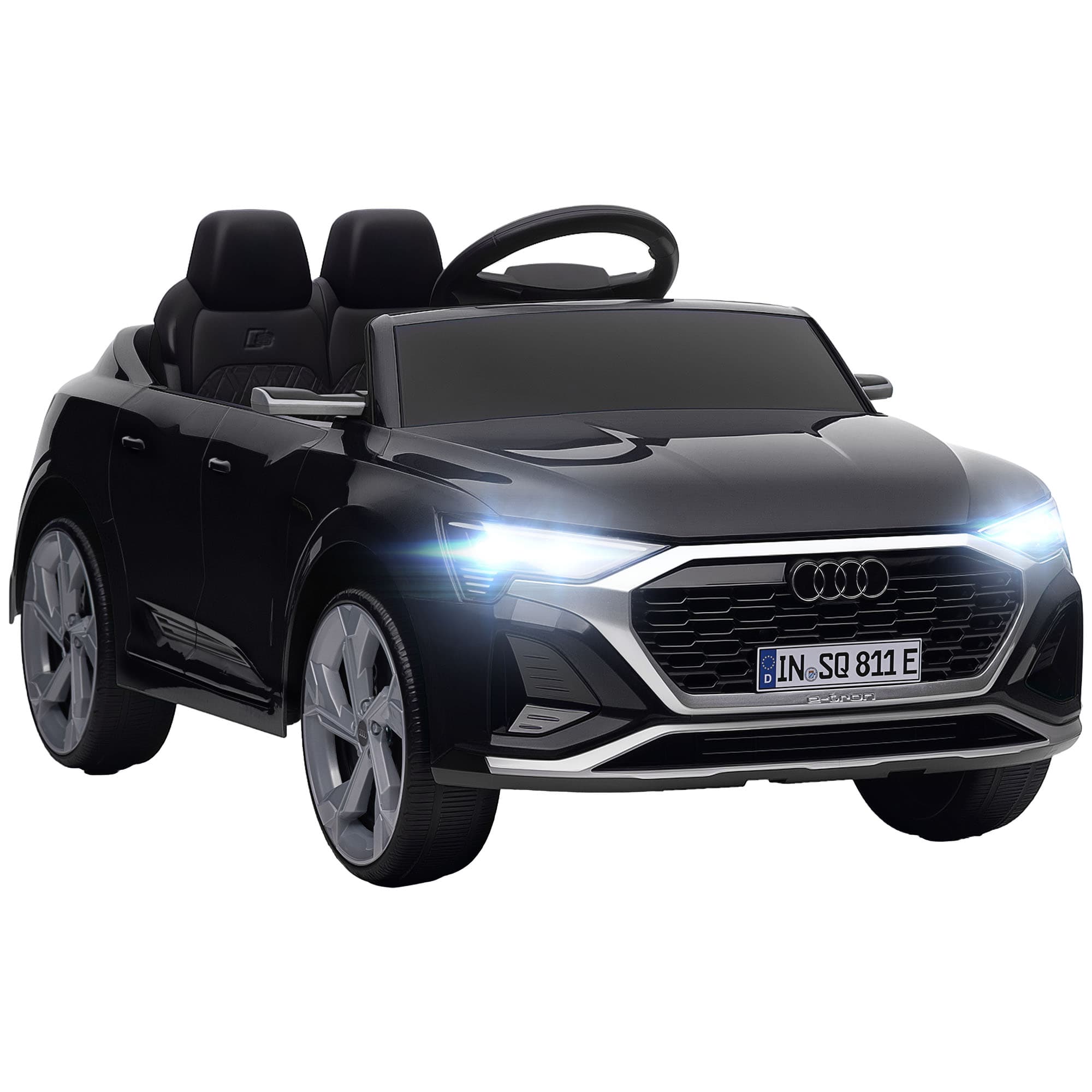 AIYAPLAY Voiture électrique pour enfants Licence Audi Q8 e-tron Sportback 12V télécommande, phares, musique, klaxon, 3-4 ans noir