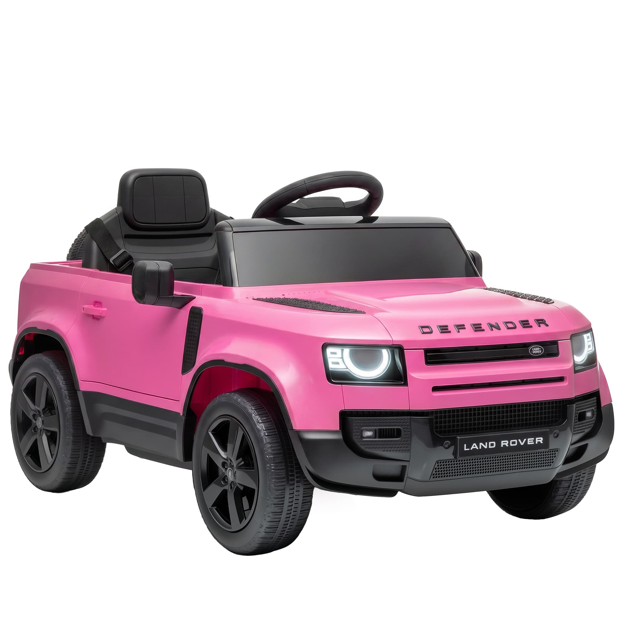 AIYAPLAY Voiture Électrique SUV pour Enfants Land Rover Defender 12 V Télécommande Suspension Démarrage Progressif 2,7-4,5 km/h Rose