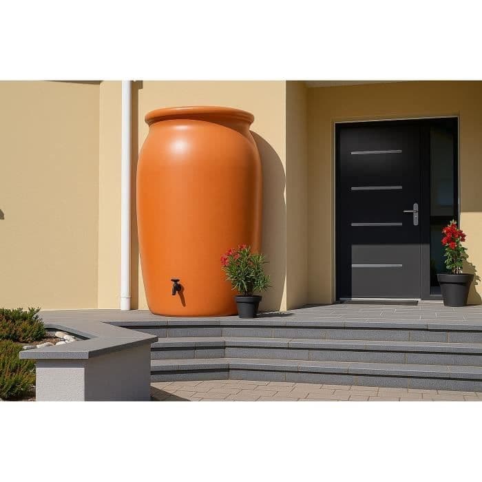 Récupérateur d'eau TOSCAN - Plastique - Couleur terre cuite - Ø100 x H210 cm - 2000L - BELLI