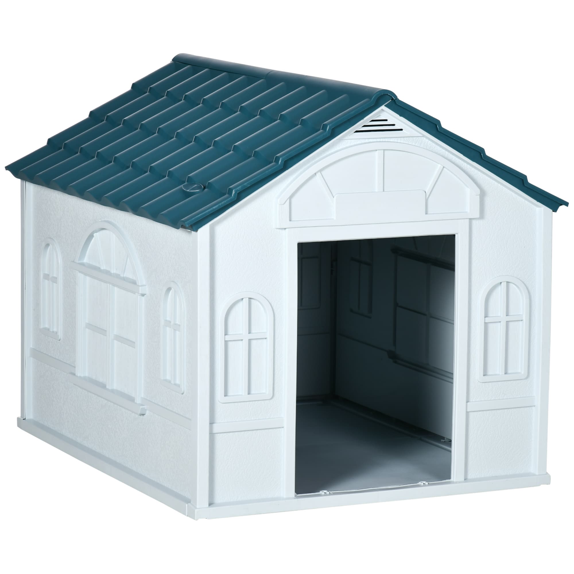 PawHut Niche pour Chien Extérieur avec Toit en Pente et Porte Avant Ouverte, pour Chiens Moyens et Grands, 84,2x98,2x82cm, Bleu