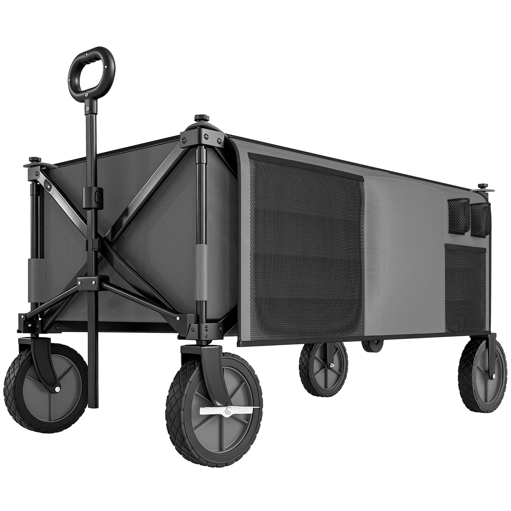 Outsunny Chariot de jardin pliable bâche amovible poignée télescopique inclinaison réglable 5 sacs 108 x 55 x 93 cm gris foncé