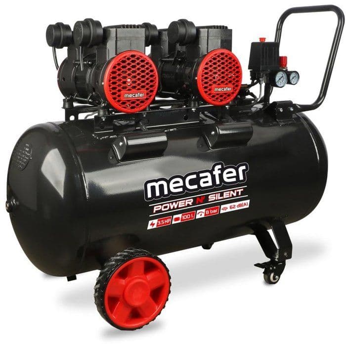 Compresseur - Horizontal - Mecafer - Power N'Silent - 100 L - 3,5 HP - Silencieux