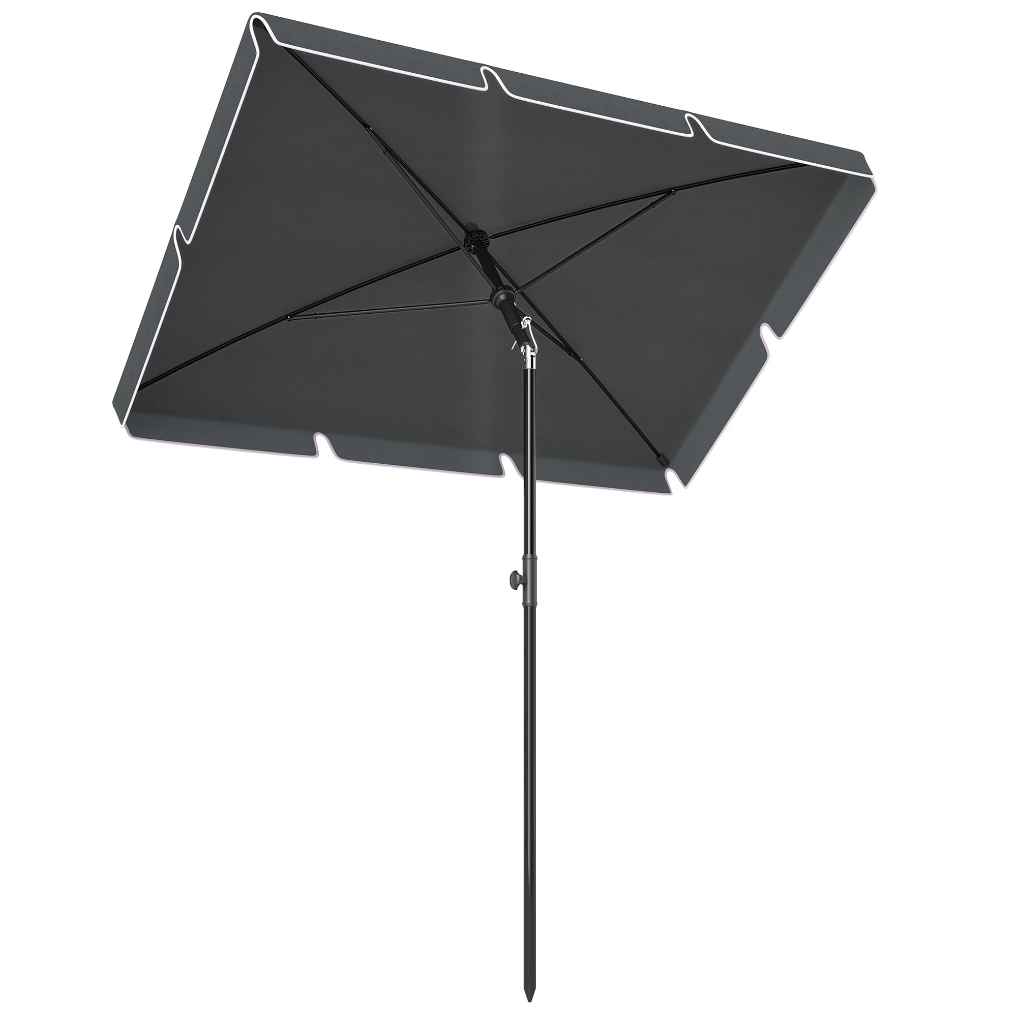 Outsunny Parasol de jardin Parasol droit rectangulaire inclinable alu métal polyester haute densité 2 x 1,3 m gris