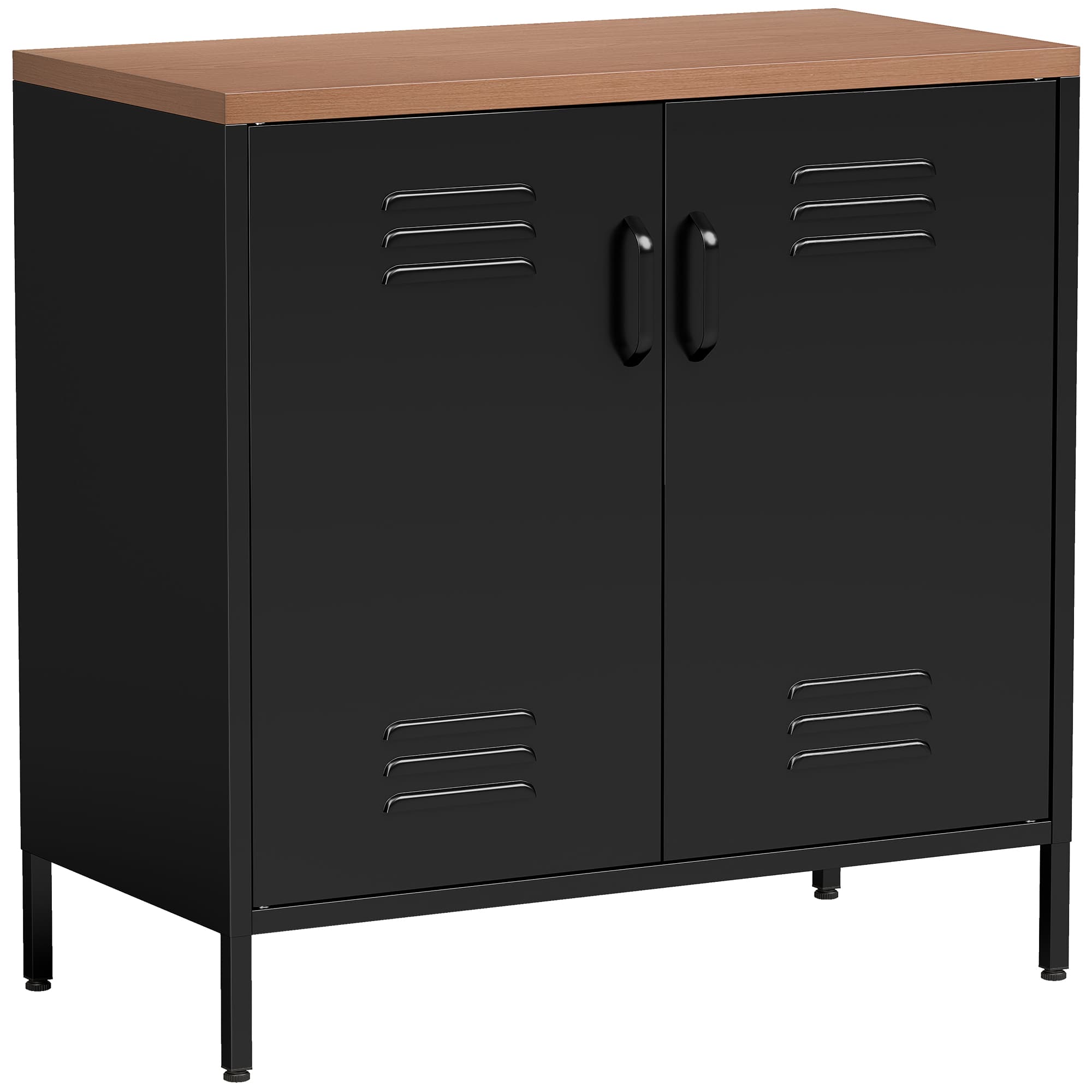 HOMCOM Buffet Salon Métallique, Meuble de Rangement Industriel avec 2 Portes et Étagère Réglable, 80 x 40 x 80 cm, Noir