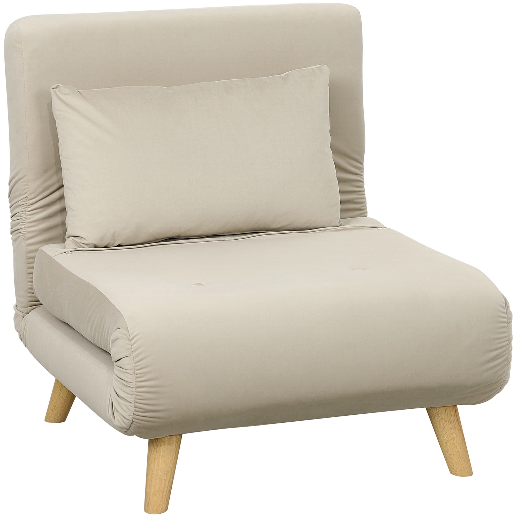 HOMCOM Fauteuil 2-en-1, fauteuil relax, lit d'appoint, 72 cm x 78 cm x 79 cm, Gris