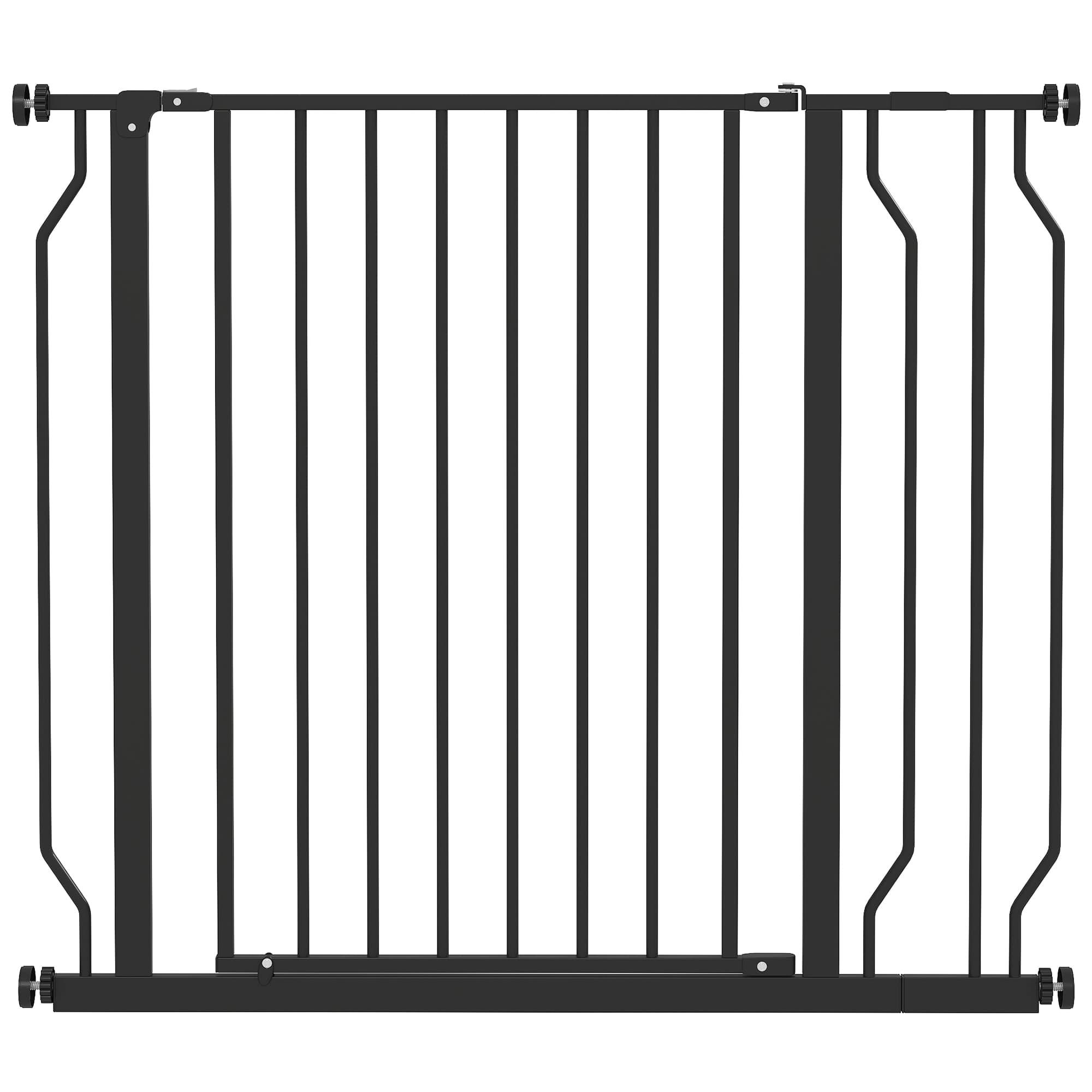 PawHut Barrière de sécurité barrière pour animal domestique longueur réglable sans perçage en acier et ABS 75-95 x 76 cm noir
