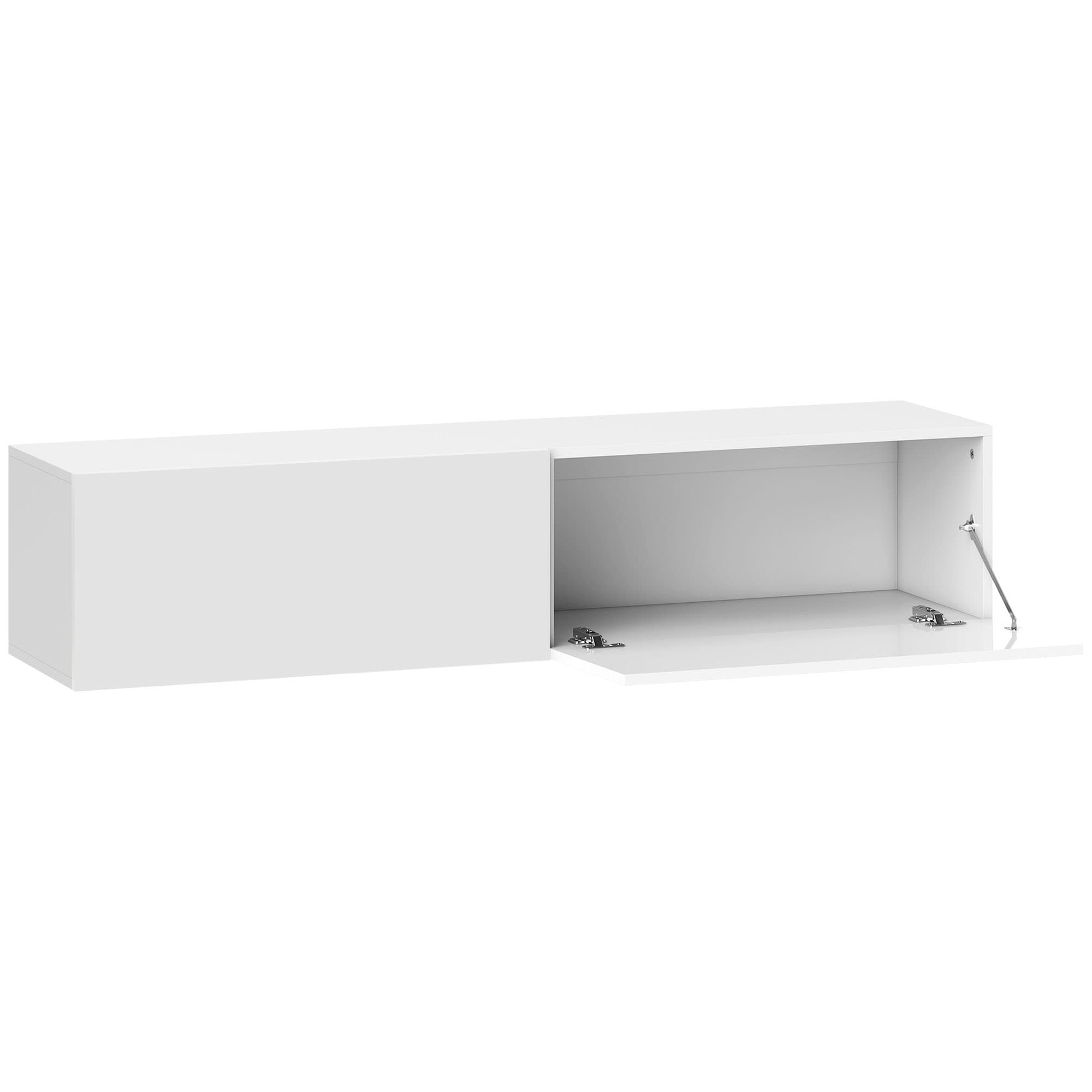 HOMCOM Meuble TV suspendu pour téléviseur jusqu'à 45 55 65 pouces avec 2 placards à portes, 140 x 33 x 29,8 cm, blanc