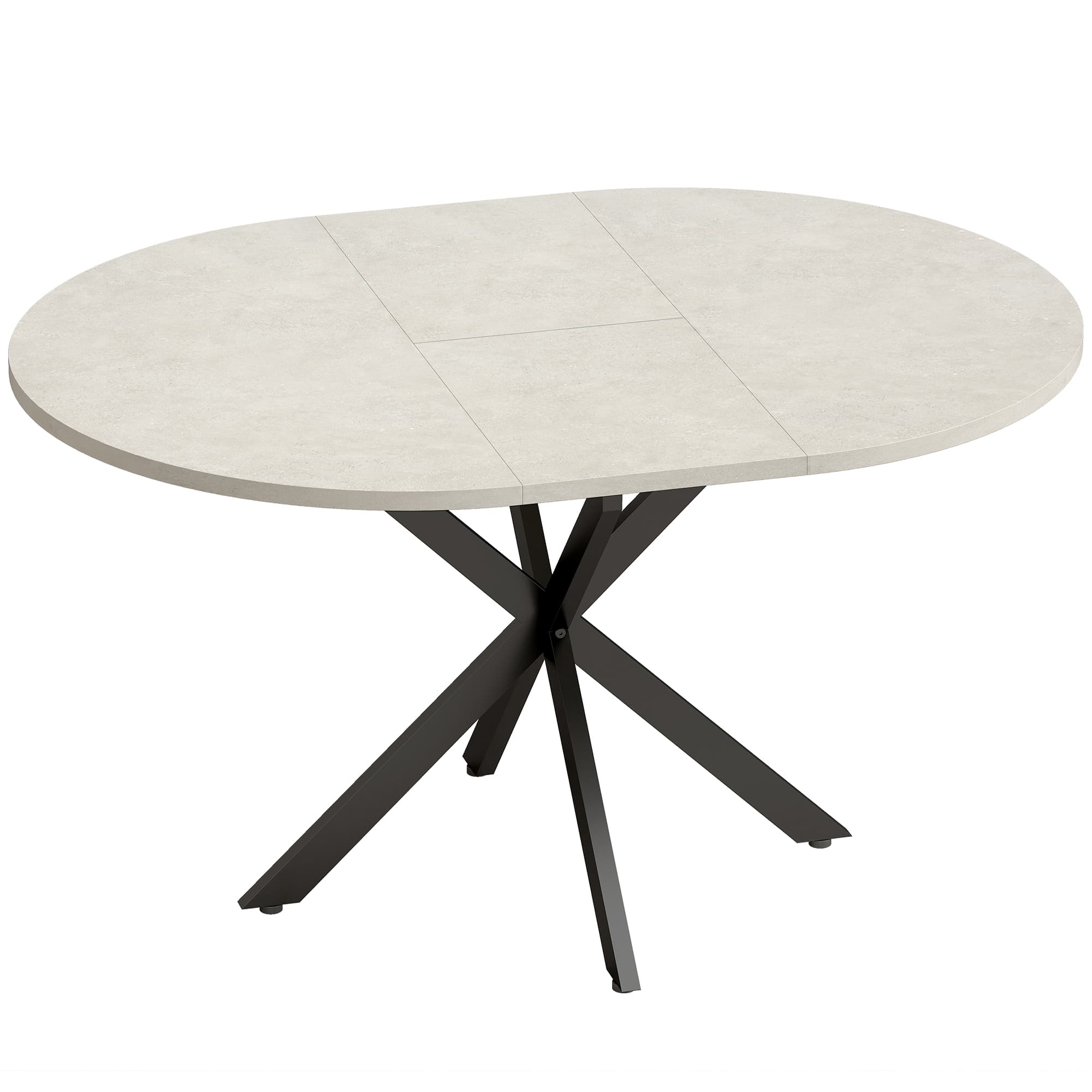 HOMCOM Table à manger extensible ovale pour 4 à 6 personnes, table de cuisine avec rallonge 100-135 cm, effet pierre grise