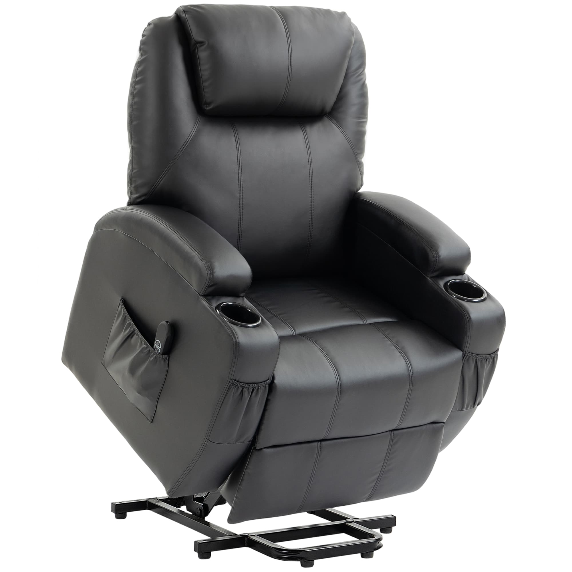 HOMCOM Fauteuil releveur électrique, fauteuil relax électrique, repose-pied, dossier inclinable, port USB, 83x95x107cm, noir