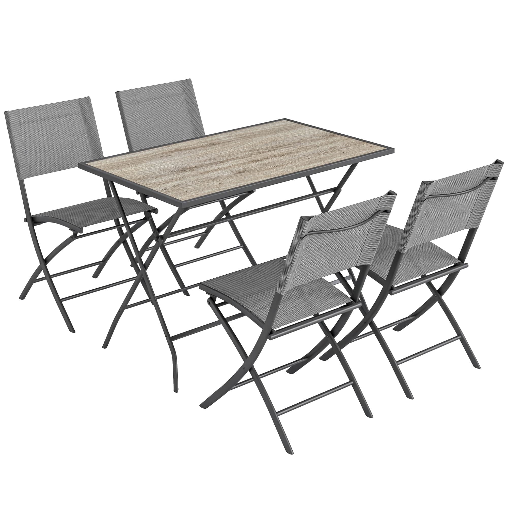 Outsunny Ensemble de Salle à Manger de Jardin 5 Pièces, Table et Chaises Pliantes, Mobilier d'Extérieur