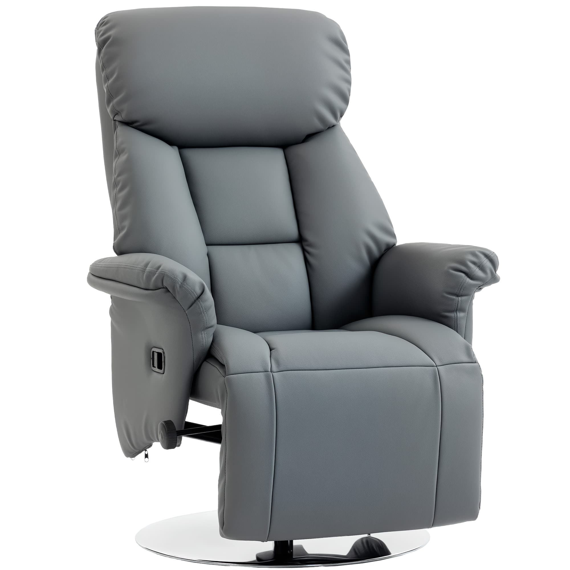 HOMCOM Fauteuil de relaxation inclinable pivotant repose-pied réglable, jusqu'à 120 kg, pour salon, chambre, home cinéma, gris