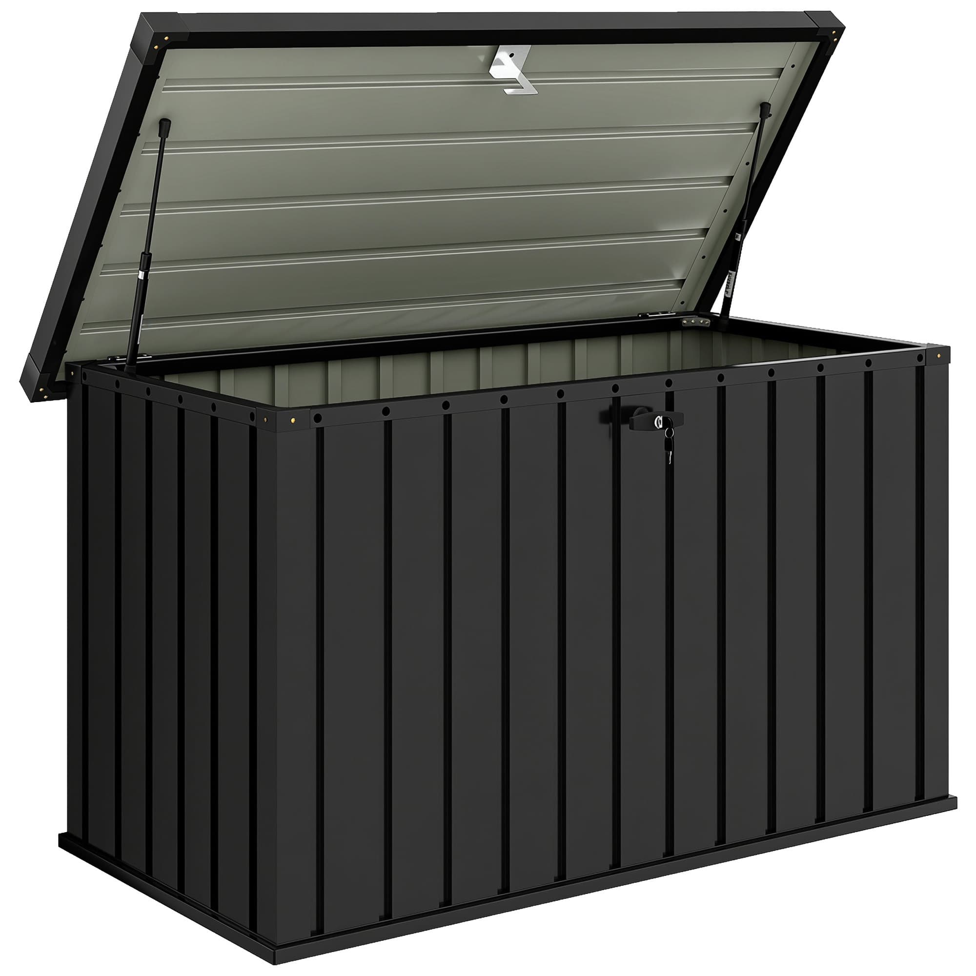 Outsunny Coffre d'extérieur 400L en acier galvanisé avec serrure et 2 clés 124x66x72 cm, Noir