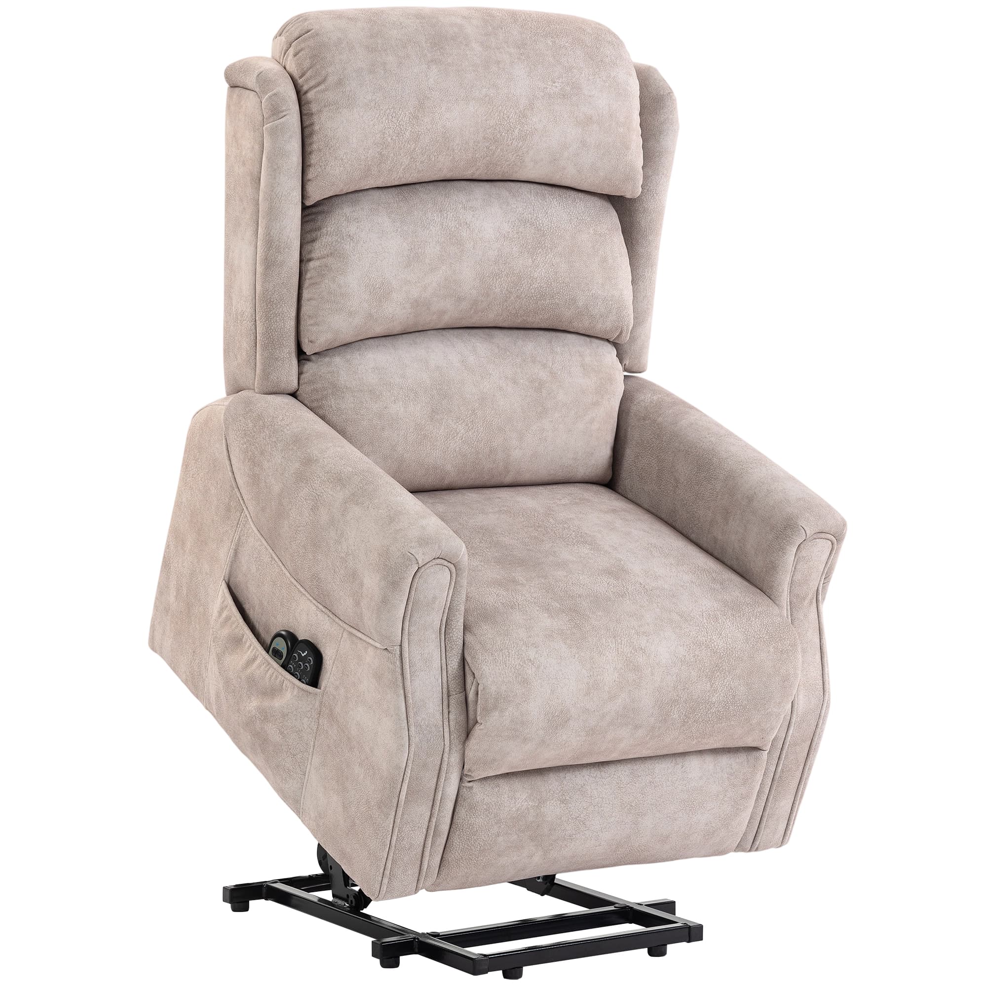 HOMCOM Fauteuil releveur électrique massage par vibrations et chaleur, fauteuil relax électrique en velours, 80x160x82cm, beige