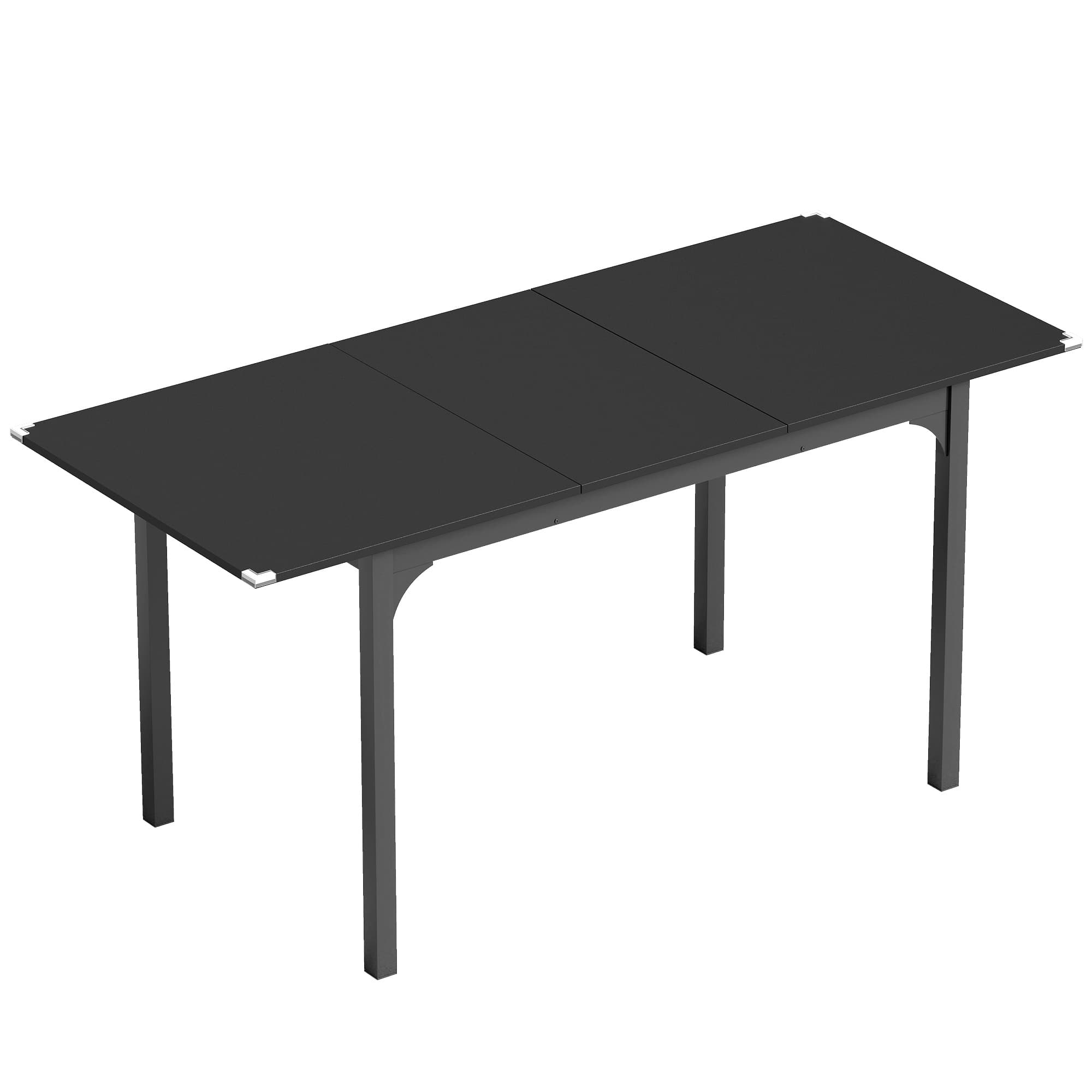 HOMCOM Table à manger pliante et extensible de 4 à 6 personnes, pieds en acier, pour petits espaces, salle à manger, noir