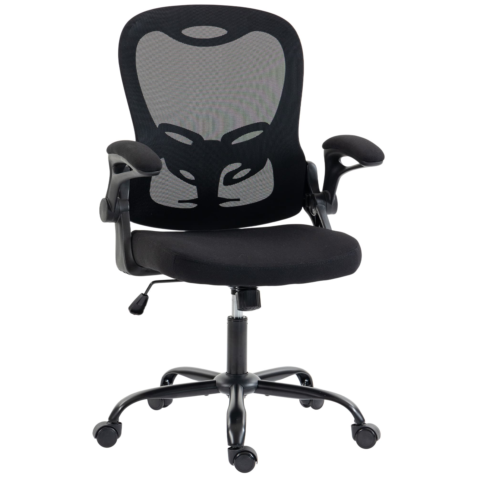 HOMCOM Chaise Bureau Ergonomique, Fauteuil de Bureau Maille, Accoudoirs Relevables, Hauteur Réglable, Fonction Bascule, Noir