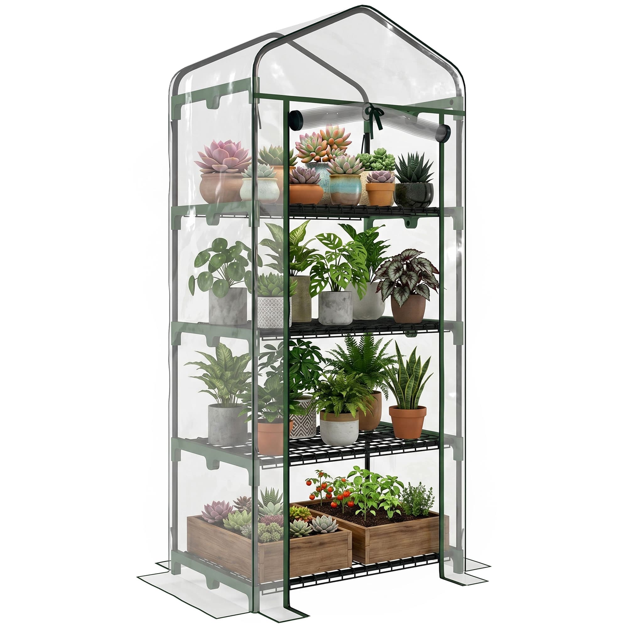 Outsunny Serre de Jardin Balcon étagère Serre 4 Niveaux 70L x 50l x 160H cm Acier époxy bâche Amovible PVC Haute densité Transparente Aosom France