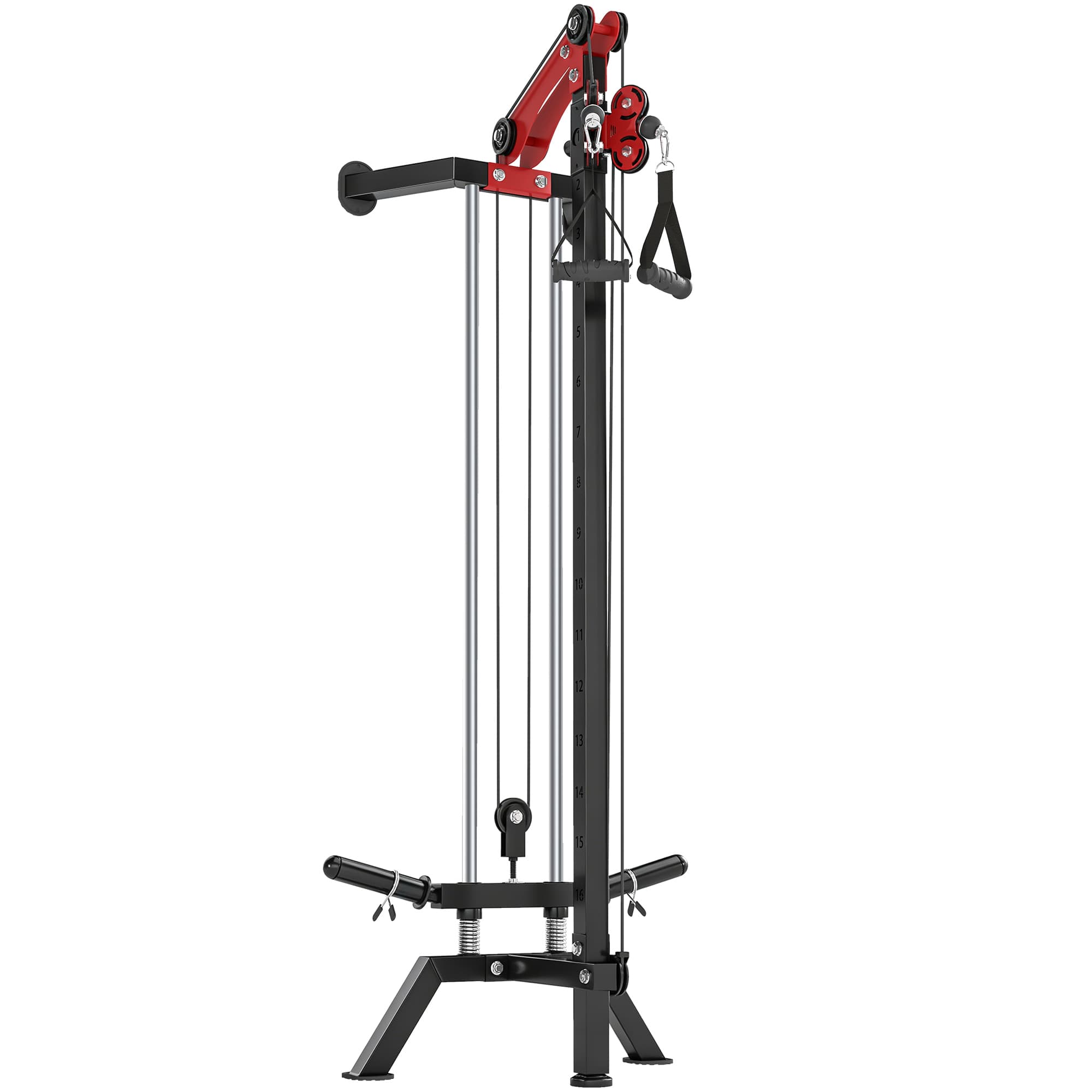 SPORTNOW Station de Musculation à Poulie Machine à Câble LAT Fixation Murale Charge de Poids Personnalisable 85x68x210cm Noir
