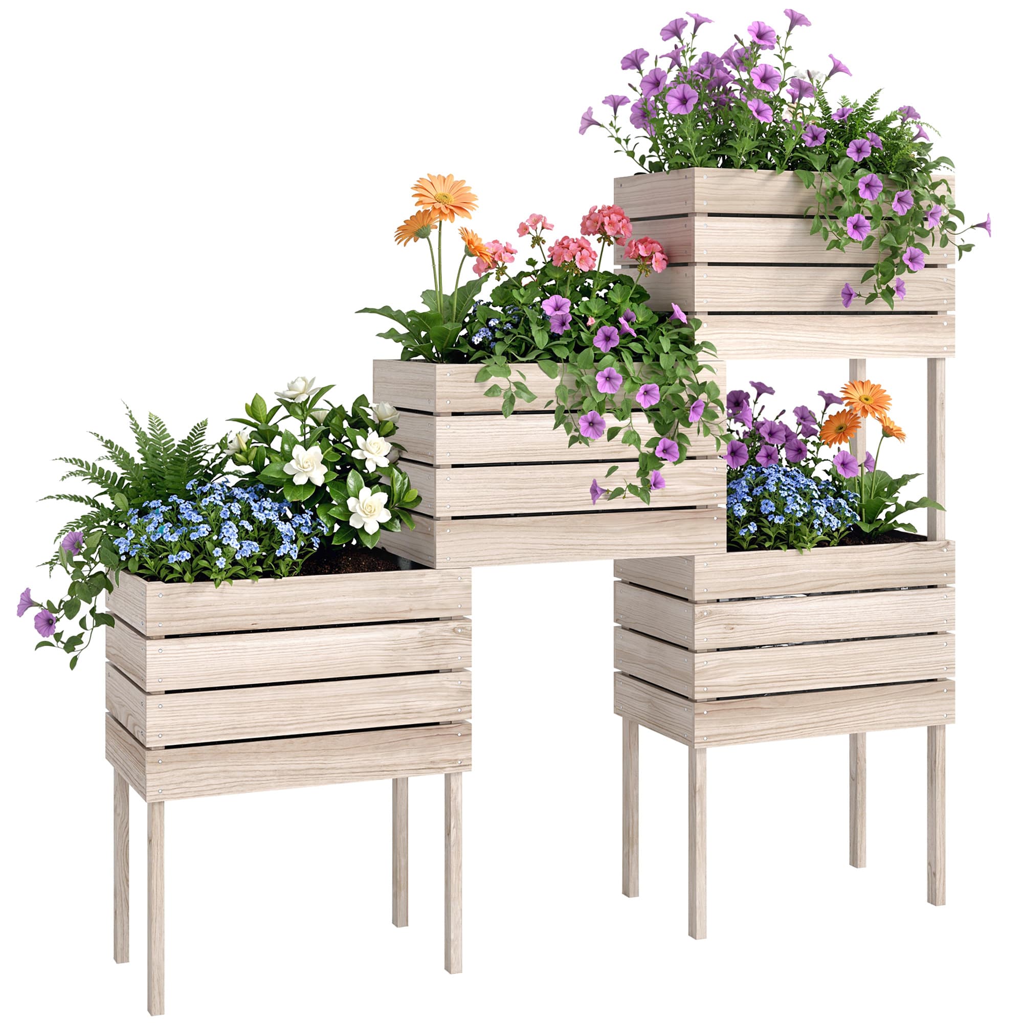 Outsunny Jardinières Modulables en Bois Naturel pour Potager Surélevé Aosom France