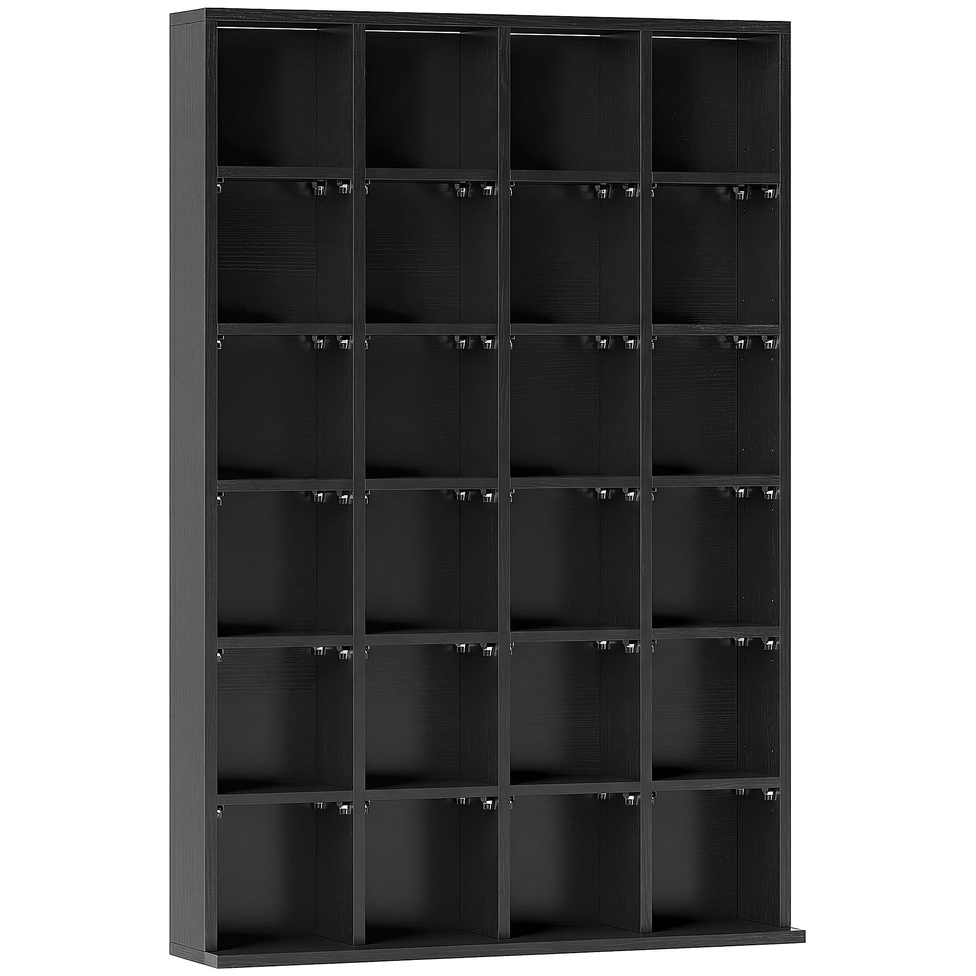 HOMCOM Meuble de rangement multimédia 480 CD/ 312 DVD - bibliothèque en bois avec étagères réglables, 89 x 130,5 cm, noir