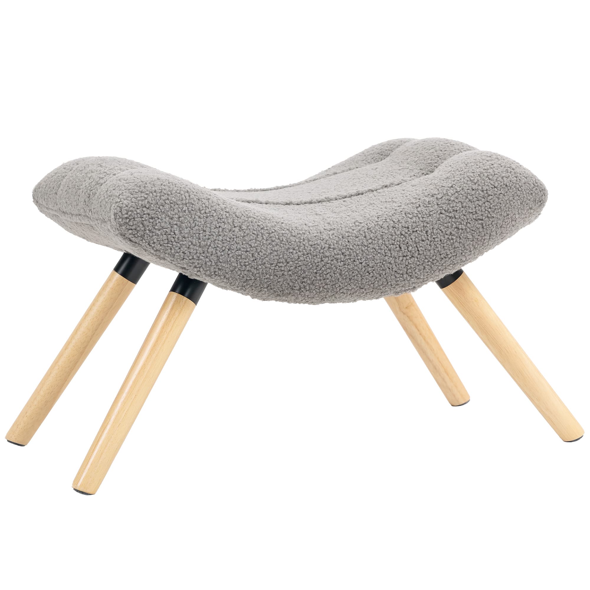 HOMCOM Repose pied salon ottoman pouf salon tabouret de canapé en tissu avec pieds en bois de hêtre, siège rembourré, gris