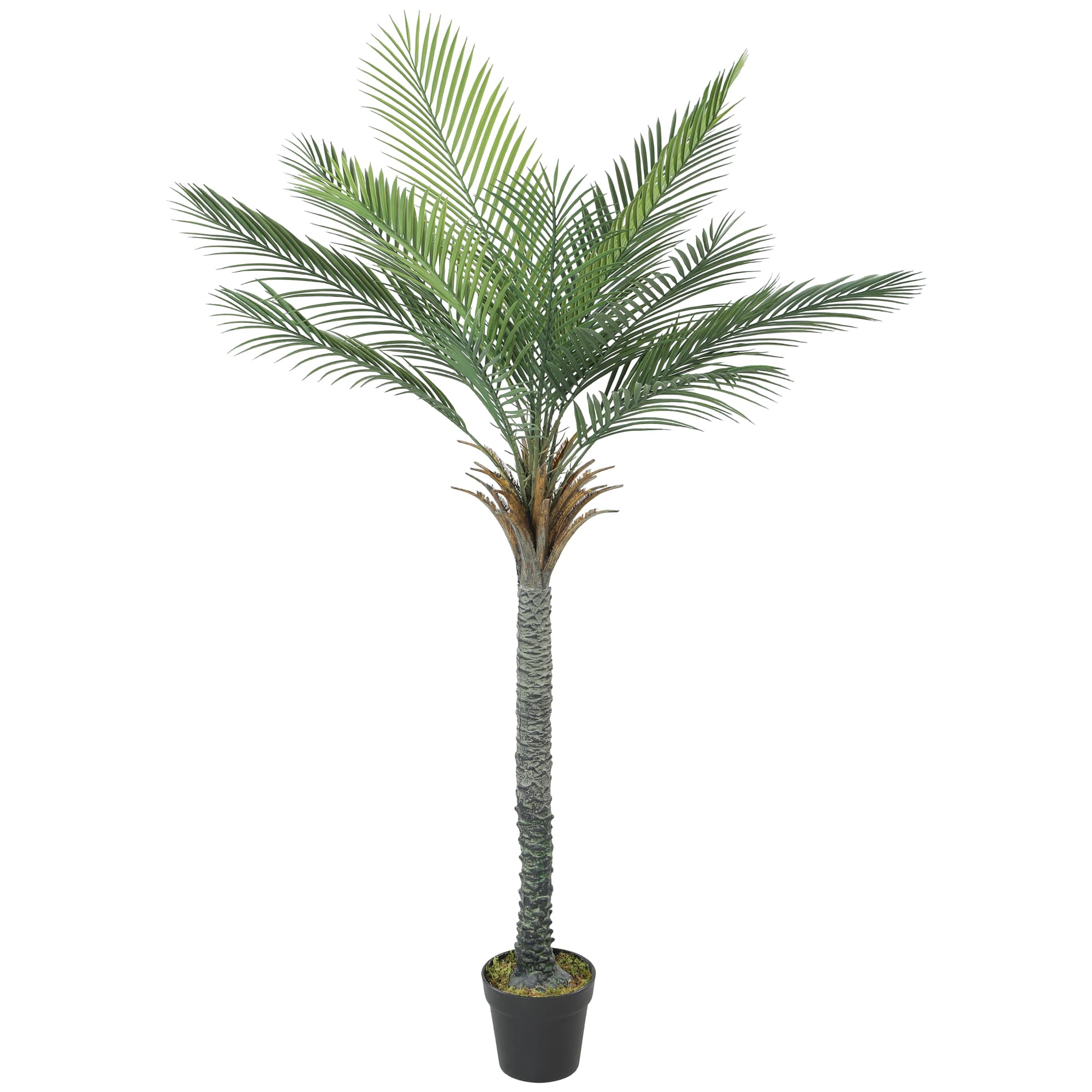 HOMCOM Palmier artificiel 180 cm, plante artificielle tropicale en pot, 15 feuilles réalistes, pour salon, chambre, bureau