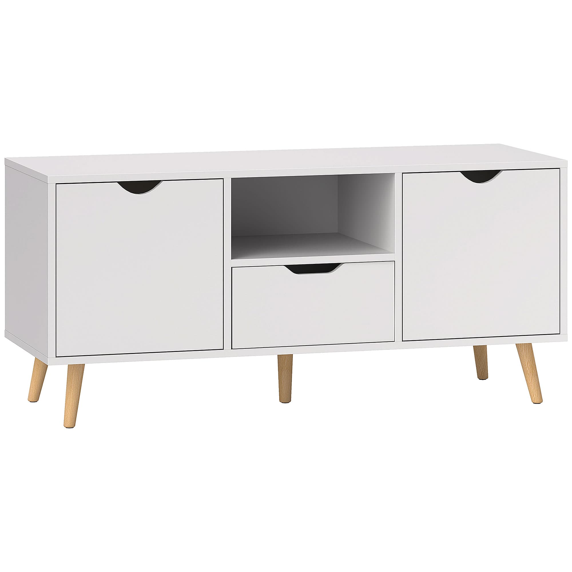 HOMCOM Meuble TV Banc TV Buffet bas Meuble de rangement sur pied avec 2 placards en Bois pour Chambre Salon