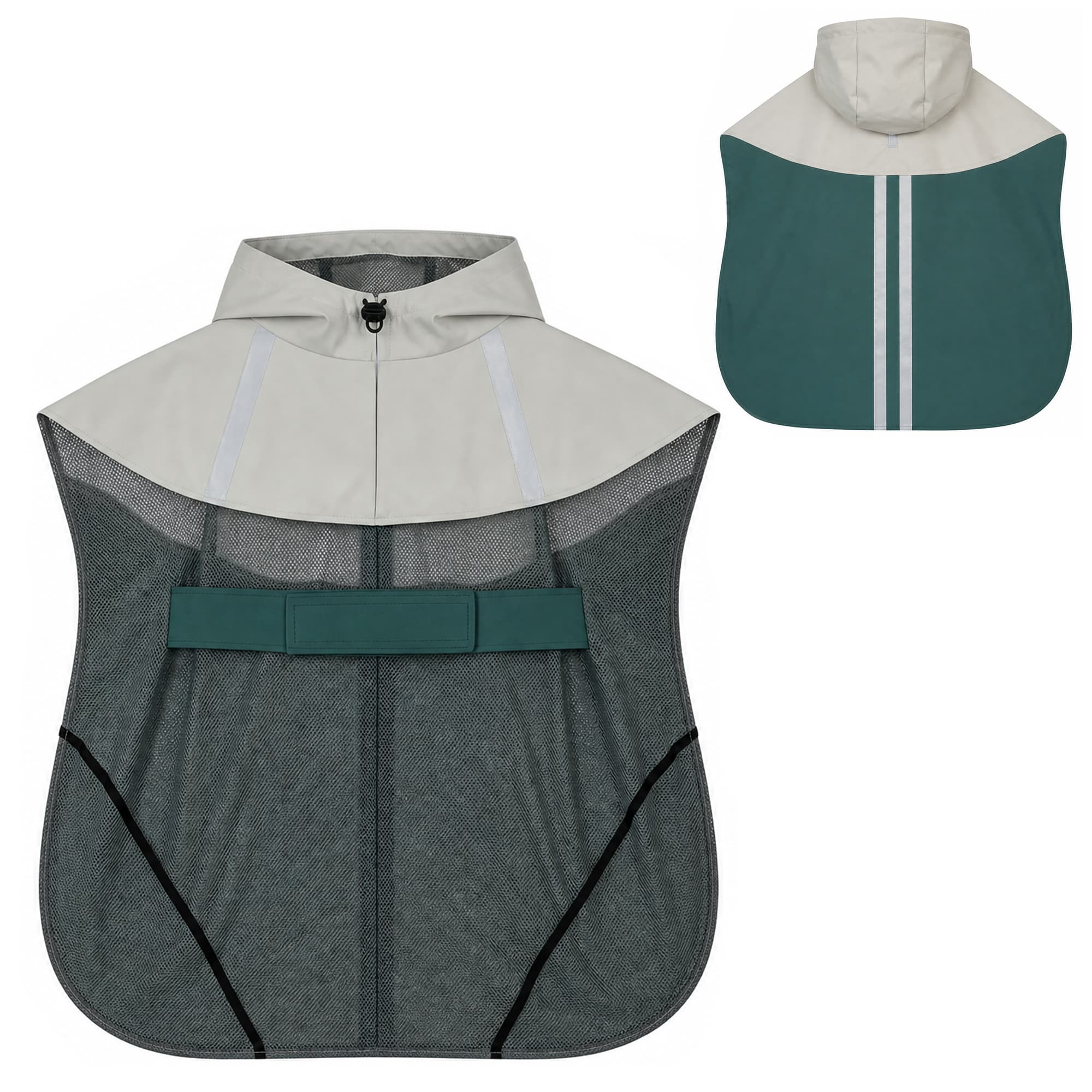 PawHut Imperméable pour Chien avec Capuche, Bandes Réfléchissantes, Ouverture pour Laisse, 110x72x0,5cm, Vert