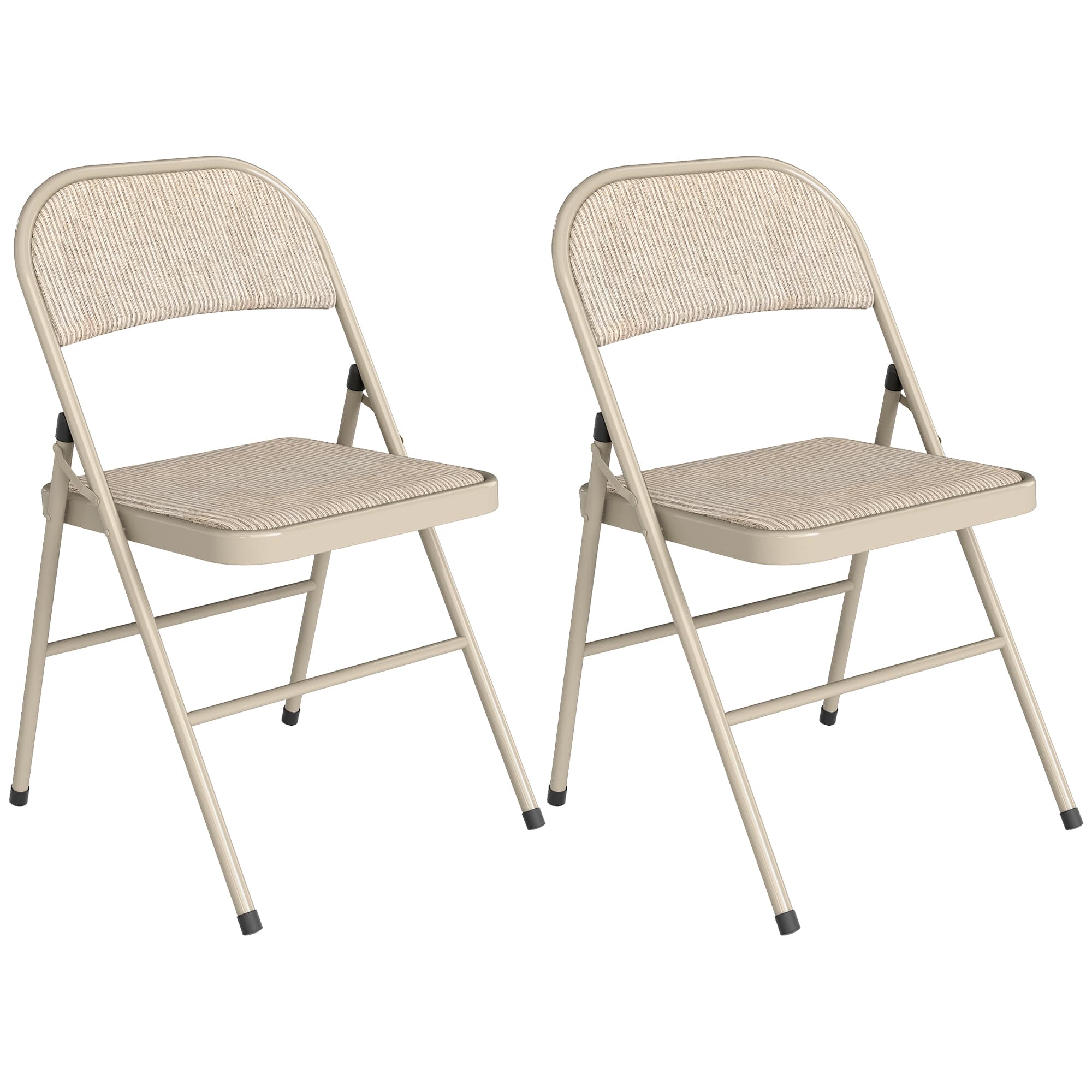 HOMCOM Lot de 2 chaises pliantes chaises de salle à manger portables cadre en acier dim. 45l x 46P x 78H cm beige