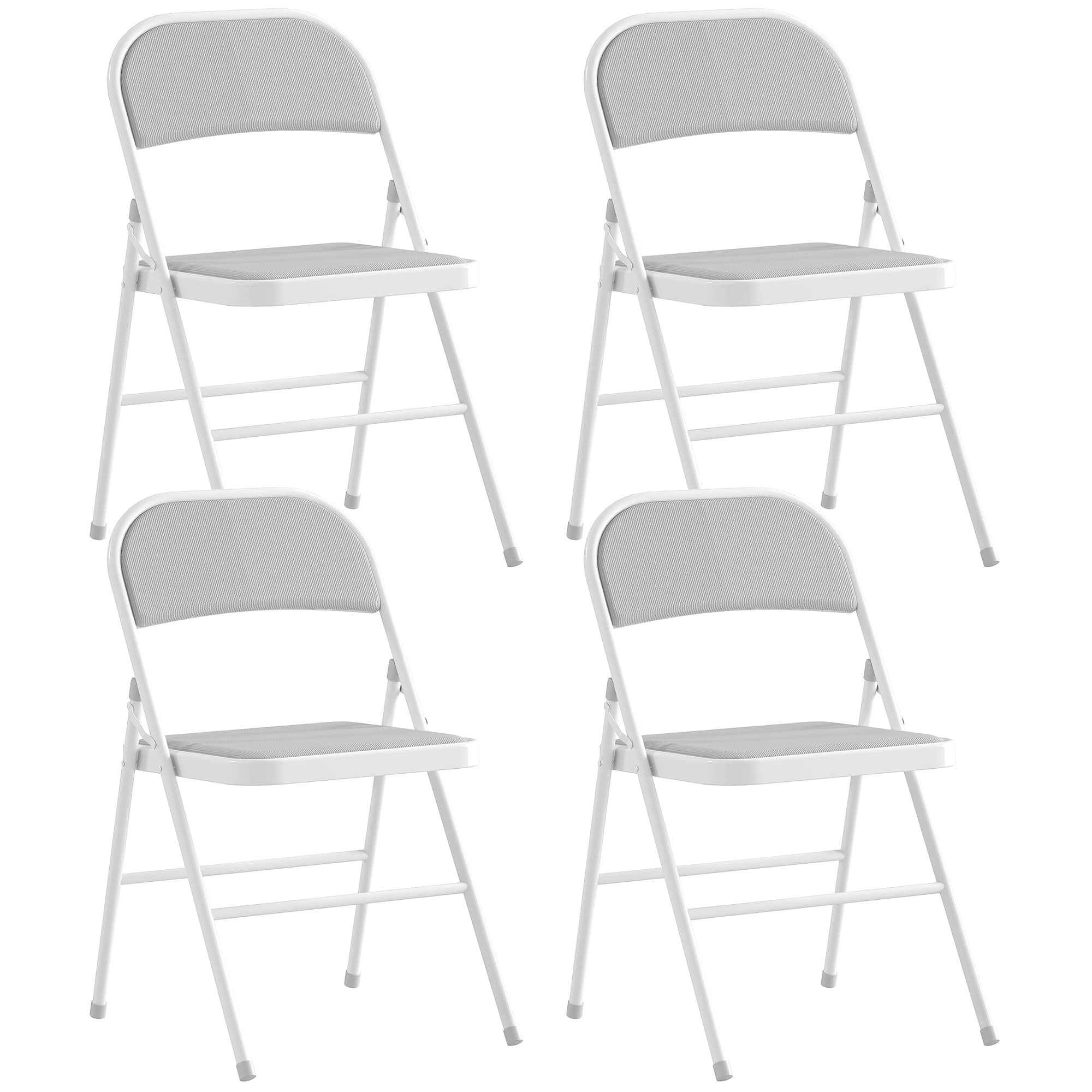 HOMCOM Lot de 4 chaises pliantes chaises de salle à manger portables cadre en acier 45 x 46 x 78 cm blanc