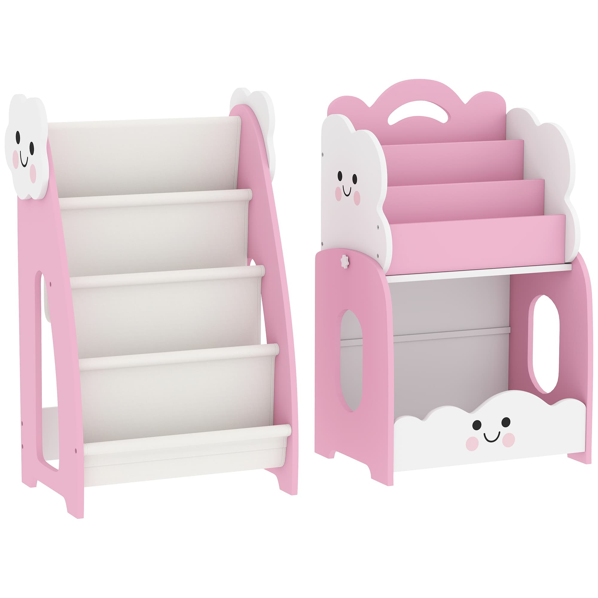 AIYAPLAY Meuble rangement enfant 3 à 8 ans, rangement jouets enfant modulaire avec porte-magazines à 4 étagères, rose