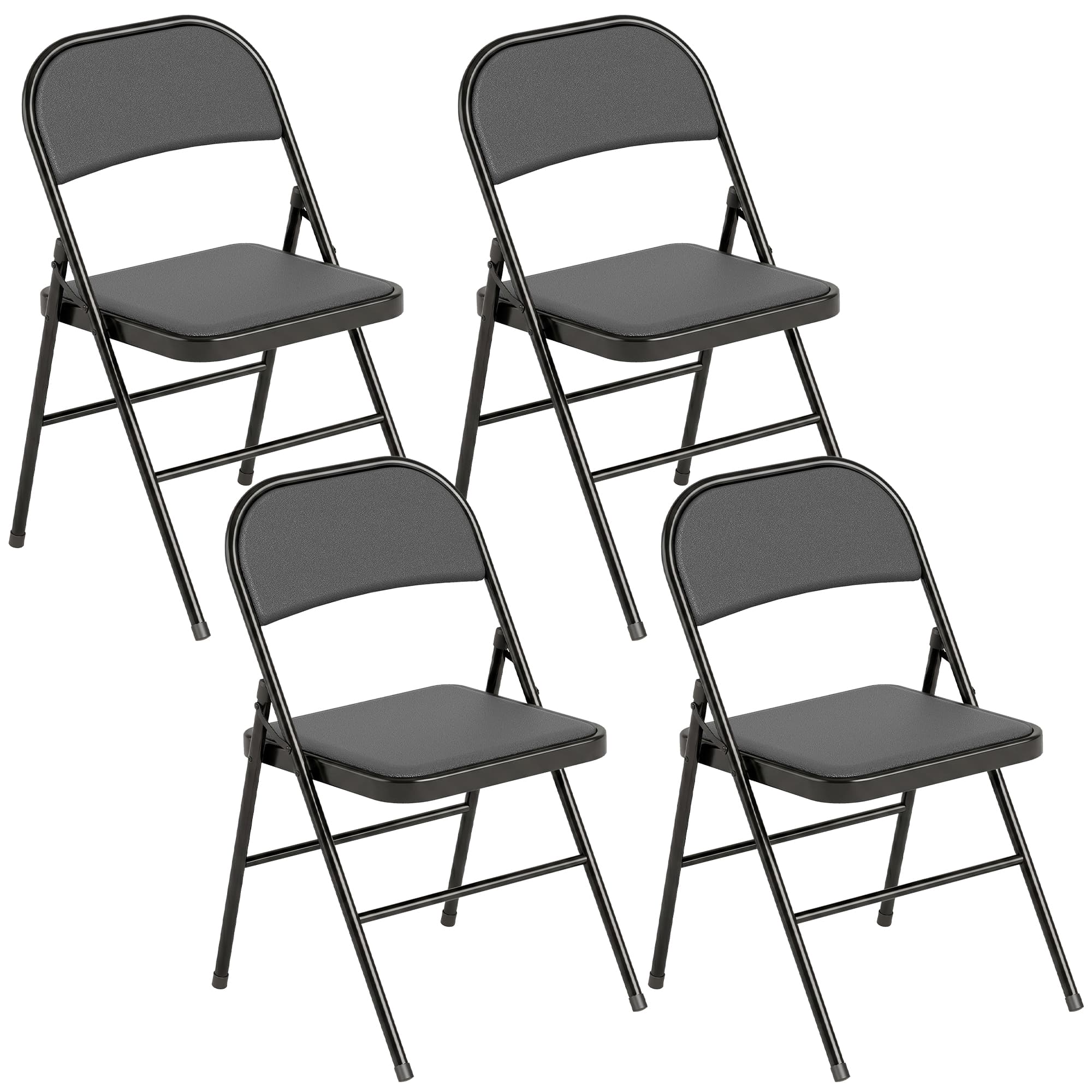 HOMCOM Lot de 4 chaises pliantes chaises de salle à manger portables cadre en acier 45 x 46 x 78 cm noir