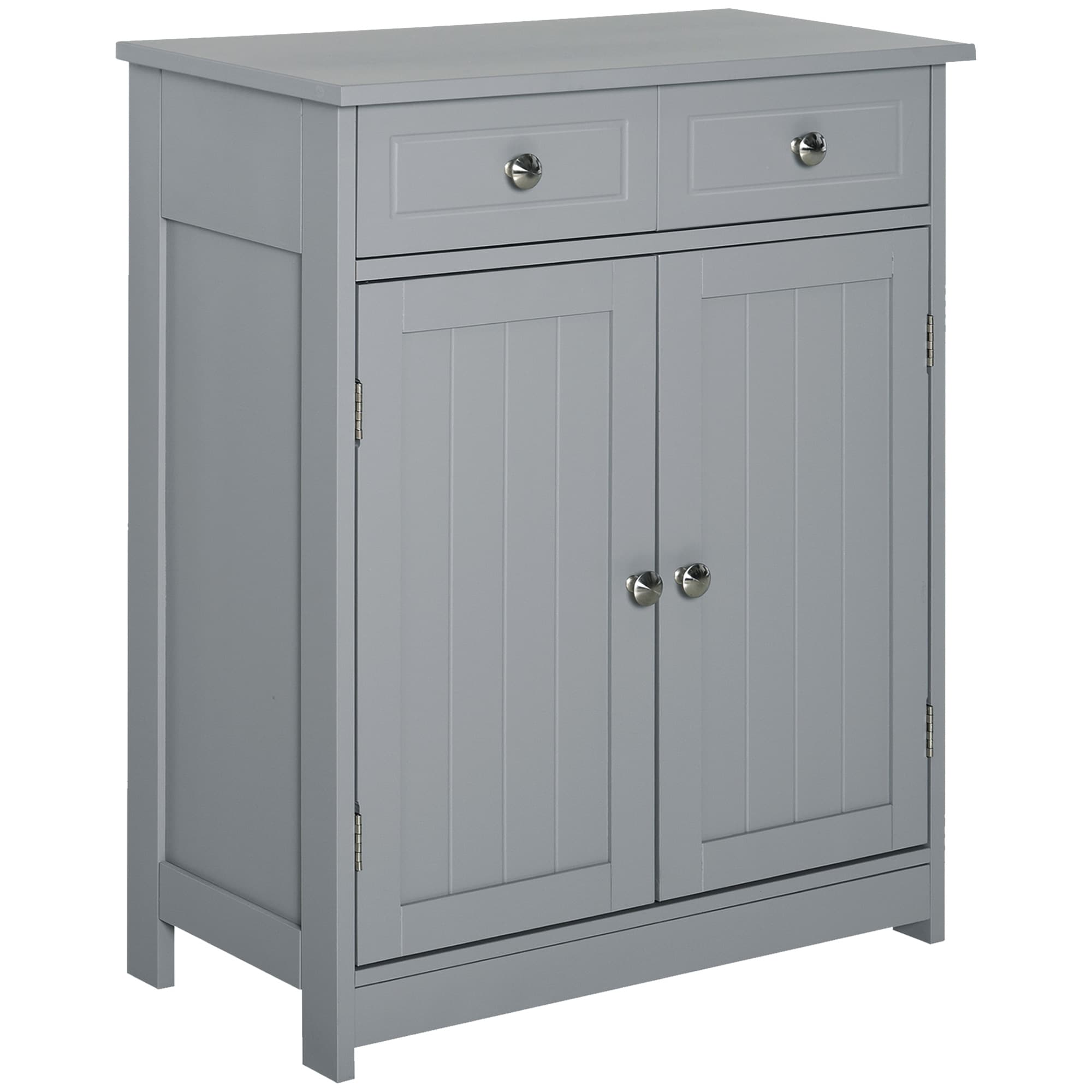 kleankin Buffet Meuble de rangement sur pied salle de bain 2 portes 2 tiroirs - dim. 60l x 30P x 75H cm - gris Aosom France