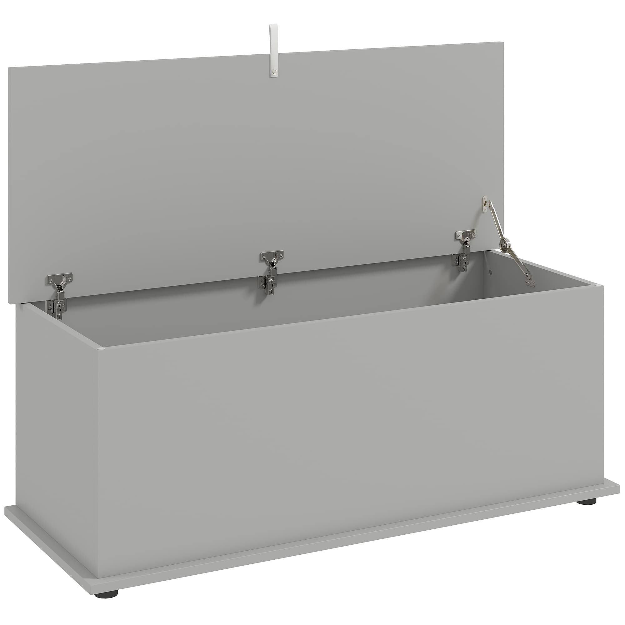 HOMCOM Coffre de rangement, banc de rangement avec couvercle rabattable et charnières de sécurité, 100 x 40 x 40 cm, gris