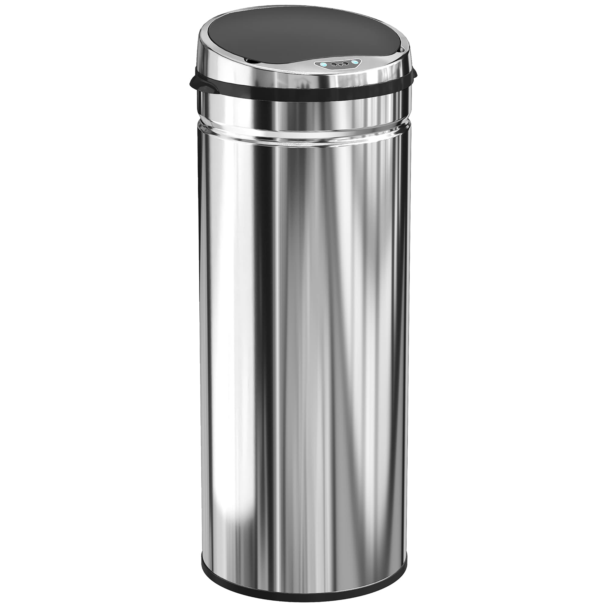 HOMCOM Poubelle à capteur de mouvement ouverture automatique 50 L en acier inoxydable noir et argent