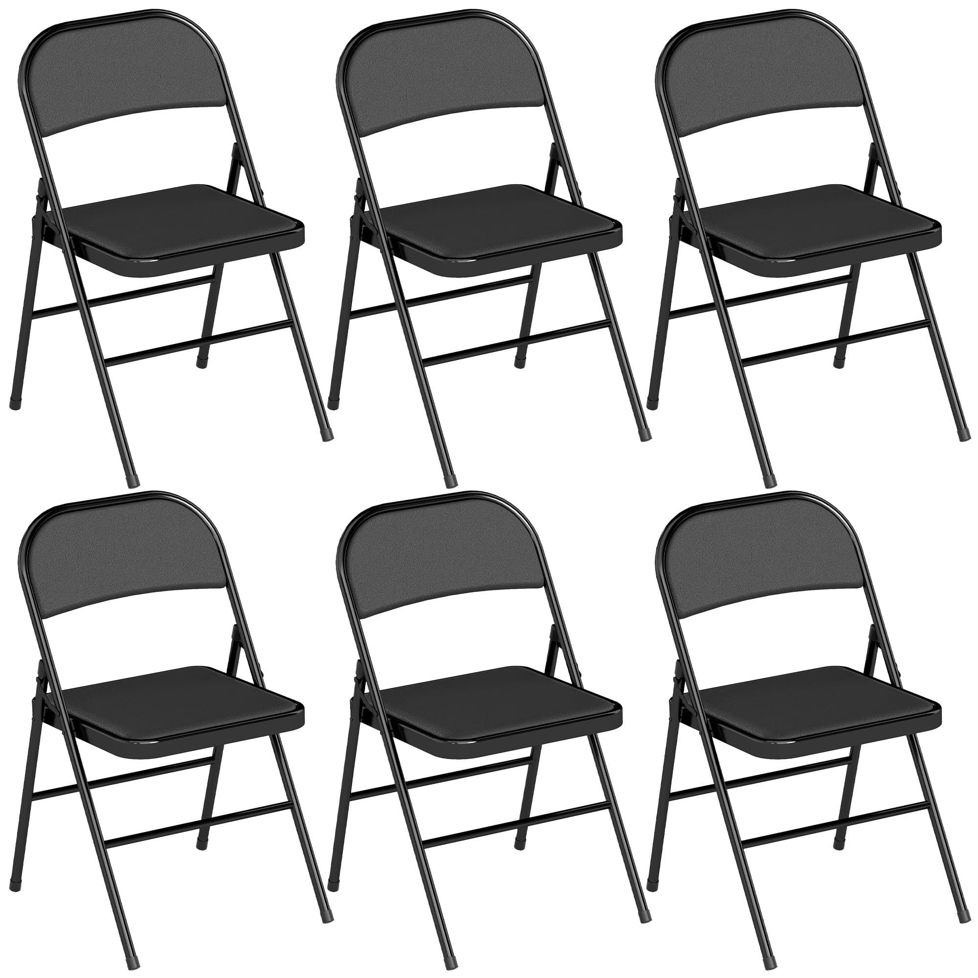HOMCOM Lot de 6 chaises pliantes chaises de salle à manger portables cadre en acier 45 x 46 x 78 cm noir