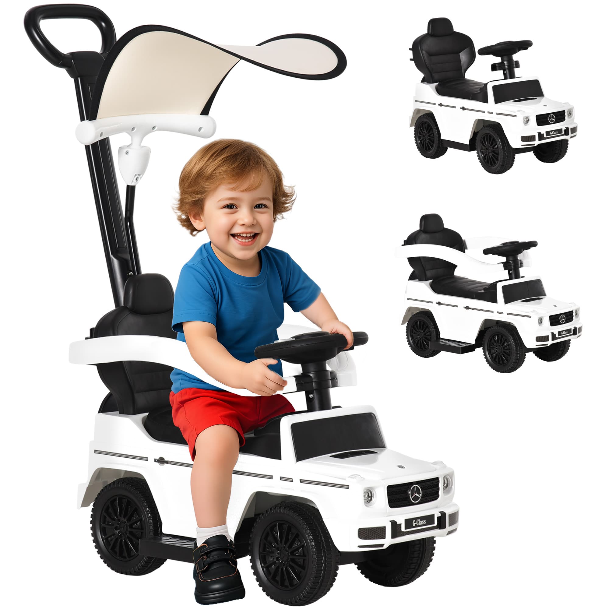 HOMCOM trottinette à main pour enfant, roues antidérapantes, design coloré, frein sûr, 85,5x40,5x95cm blanc Aosom France