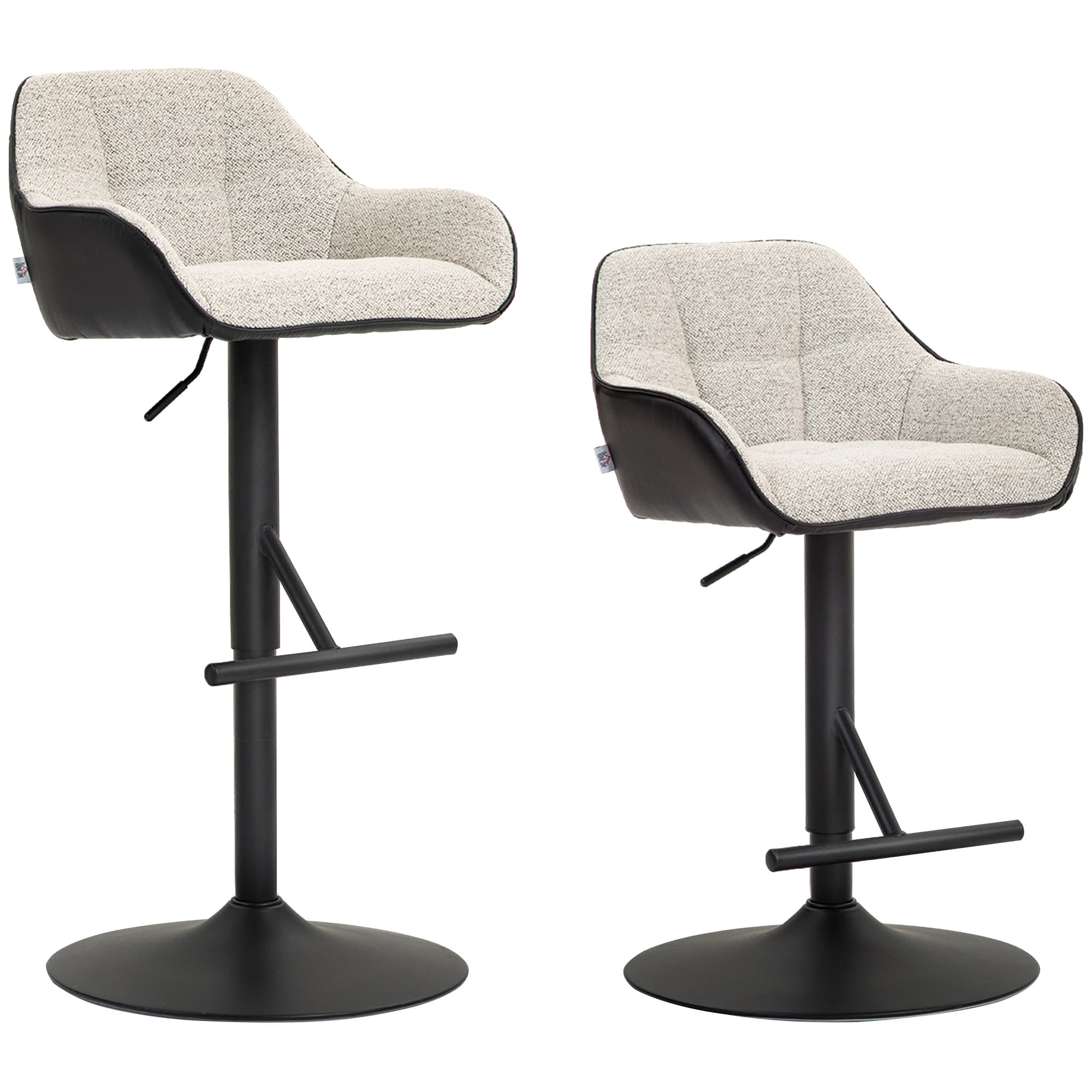 HOMCOM Lot de 2 tabourets de bar chaises de bar hauteur réglable tissu effet lin et base en acier 52,5 x 53 x 86,5-108 cm gris