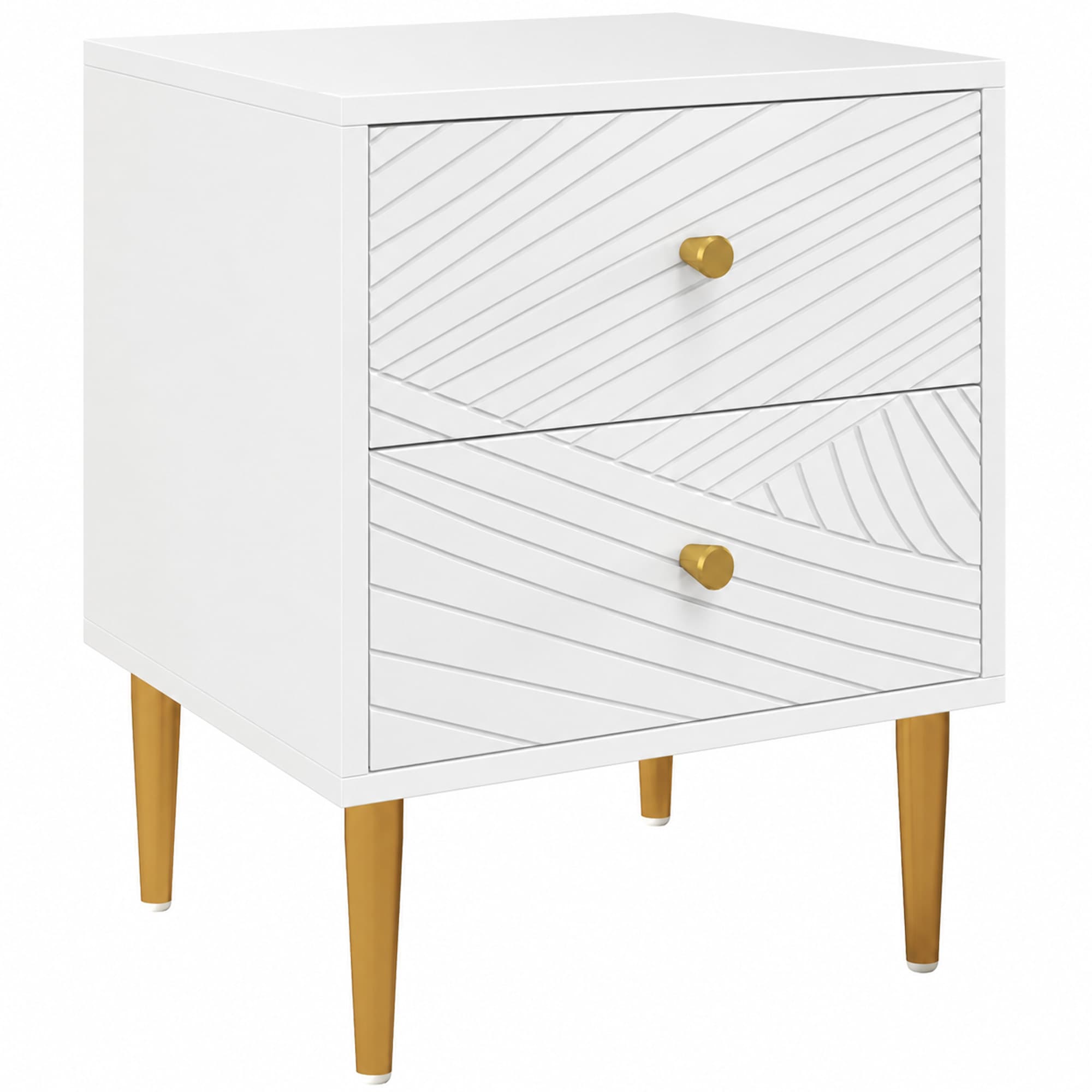 HOMCOM Table de chevet table de nuit avec 2 tiroirs poignées, pieds en acier pour chambre à coucher salon 40 x 35 x 50 cm blanc