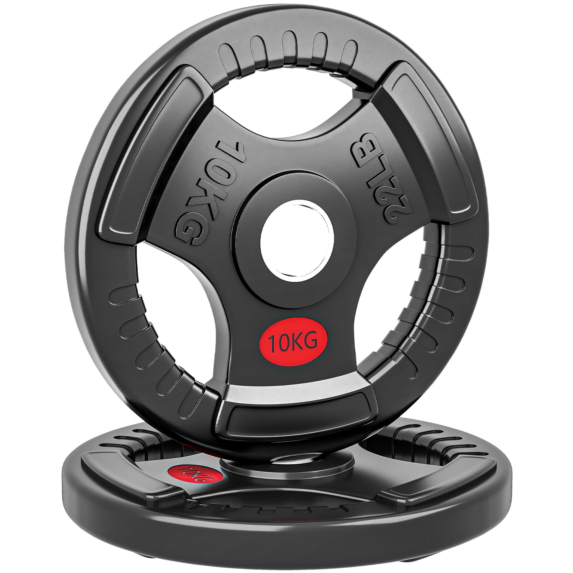 SPORTNOW Disques de Poids en Plastique 20 kg, Plaques de Poids 2 x 10 kg, 3 Poignées, Trous de Ø 50 mm, Noir
