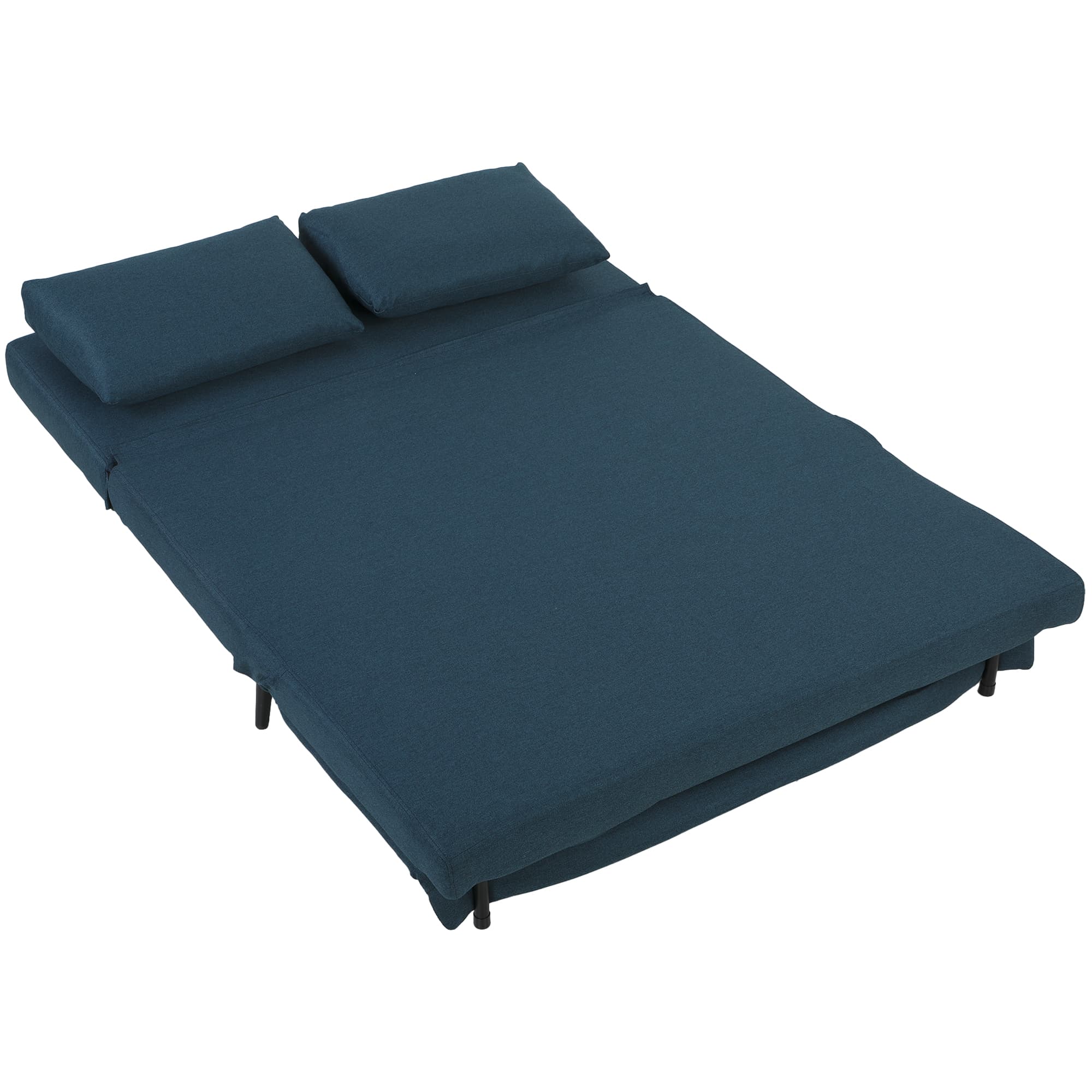 HOMCOM Canapé Convertible 2 Places, Canapé-Lit Clic-Clac 3 en 1 avec Dossier Réglable, Oreiller, Assise Large, Bleu