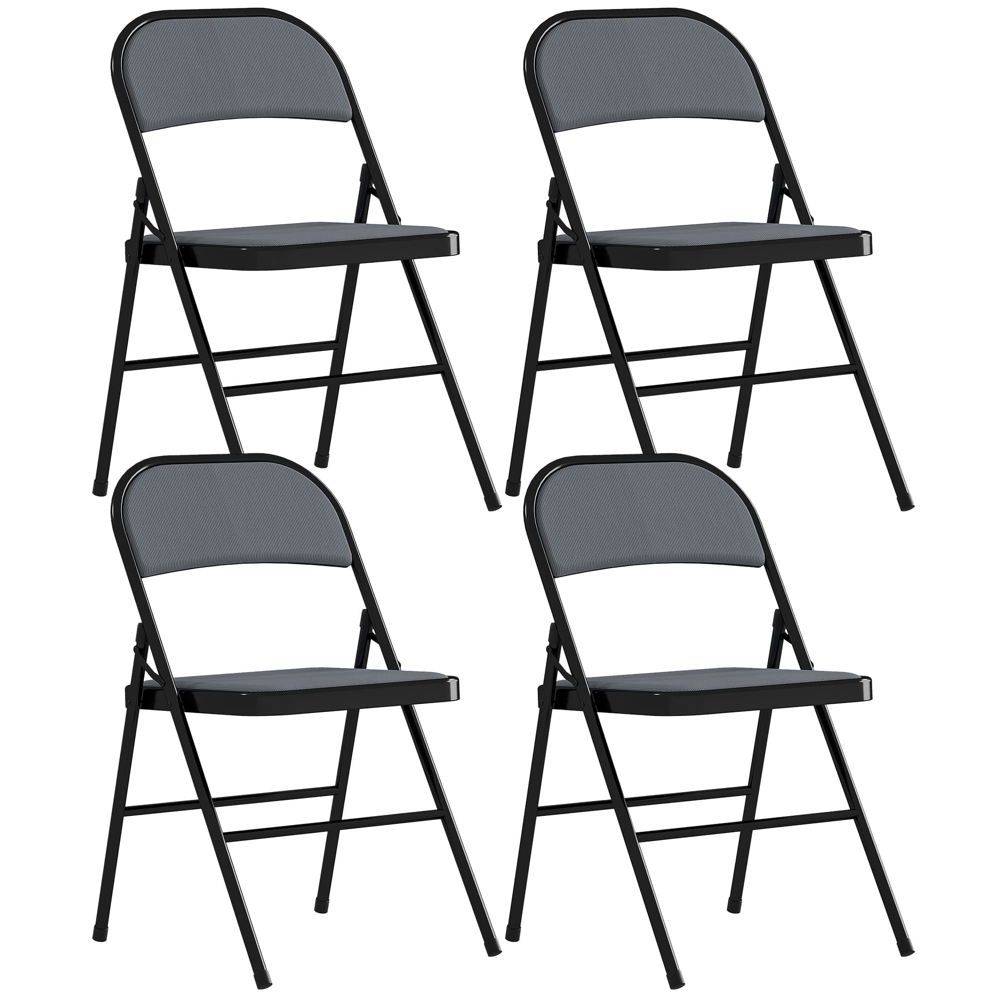 HOMCOM Lot de 4 chaises pliantes chaises de salle à manger portables cadre en acier 45 x 46 x 78 cm gris